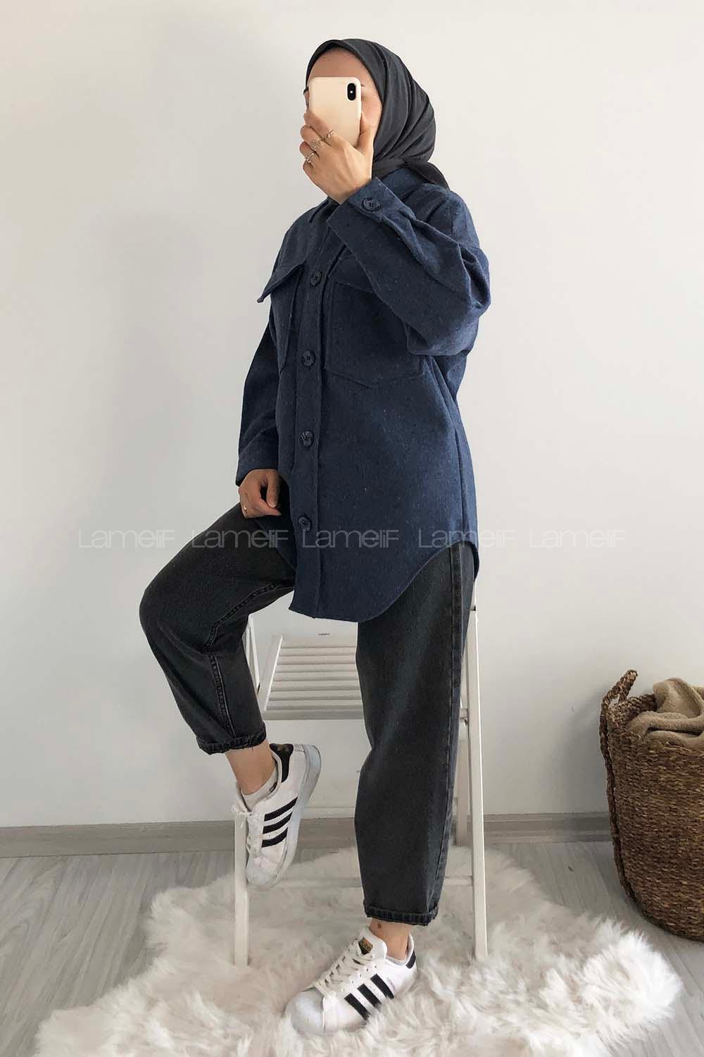 Modalamelif Kapak Cepli Oduncu Gömlek Mavi