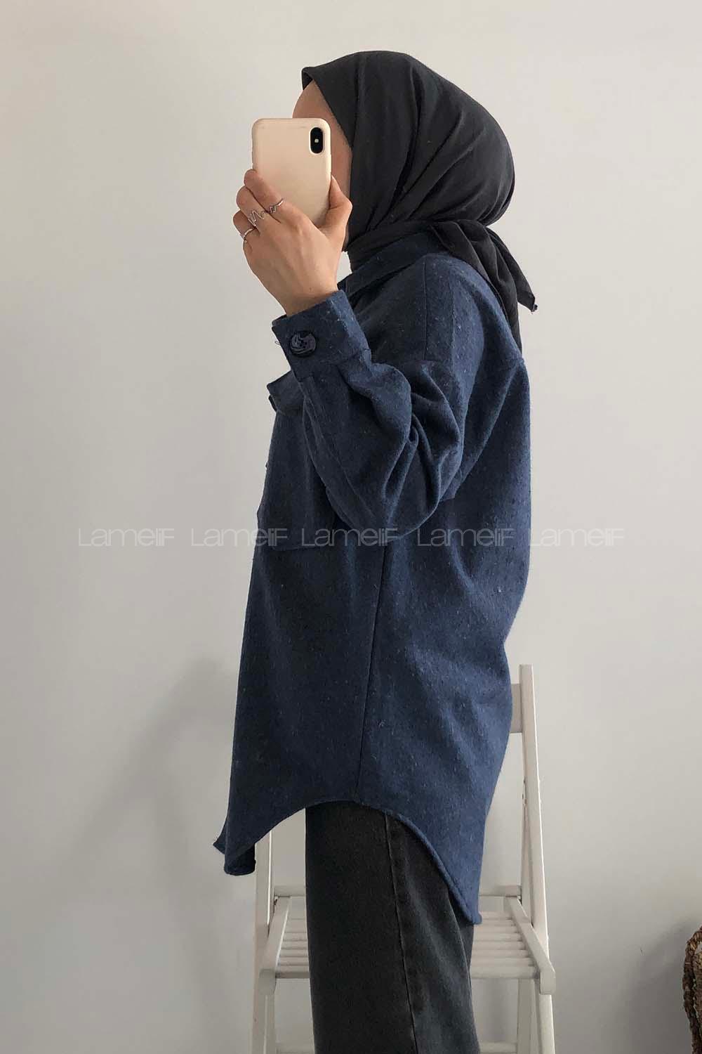 Modalamelif Kapak Cepli Oduncu Gömlek Mavi