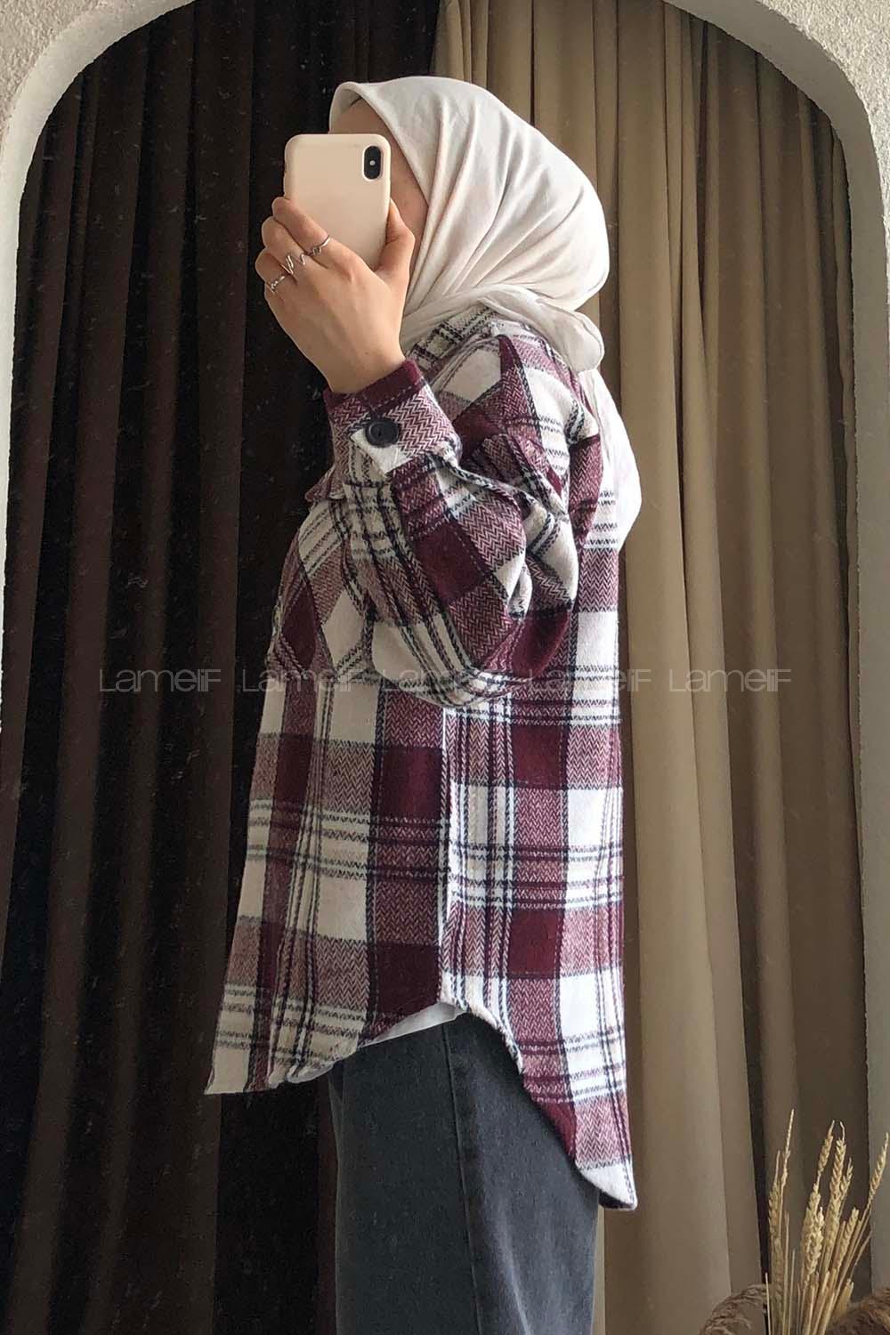 Modalamelif Kapak Cepli Oduncu Gömlek Mor