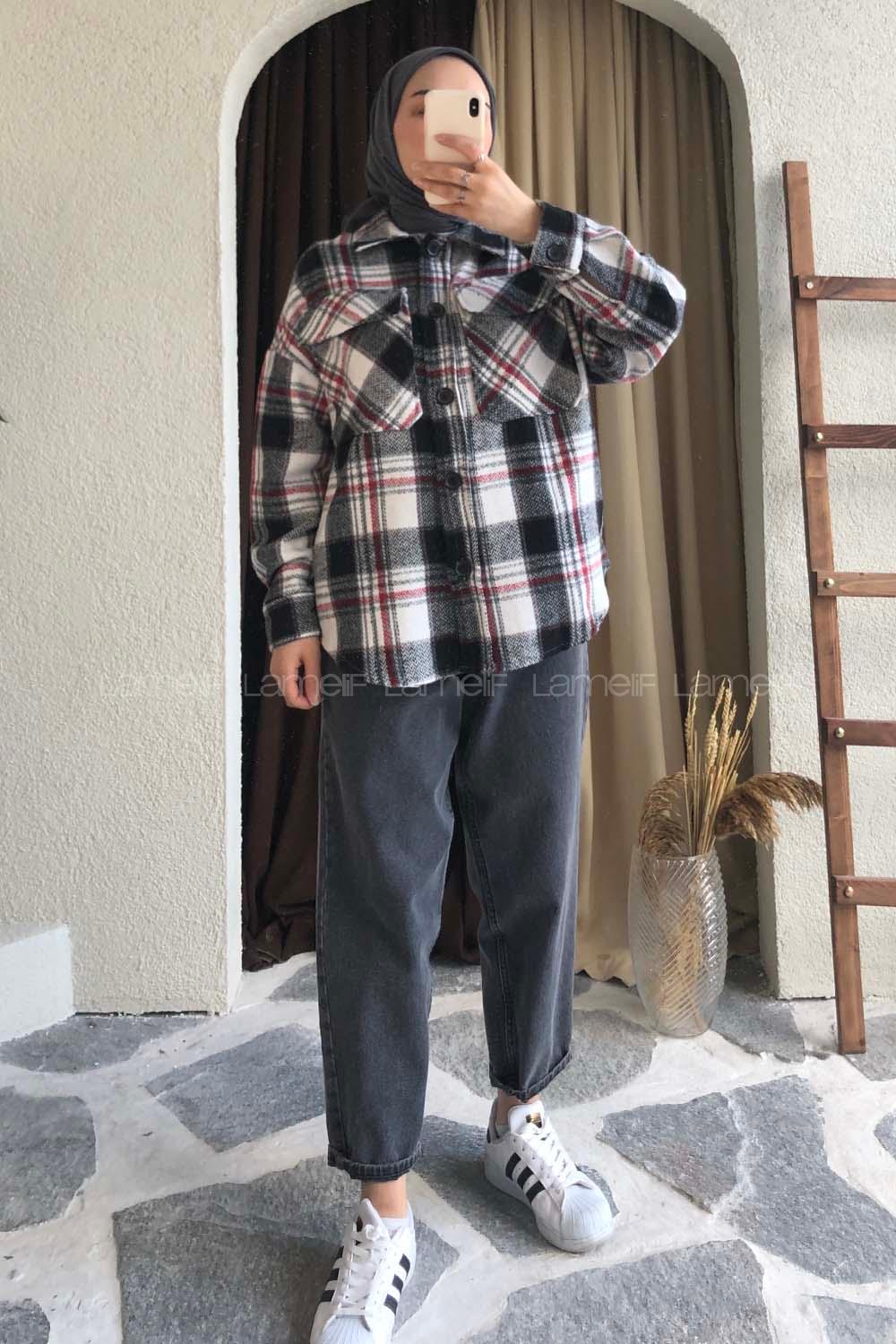 Modalamelif Kapak Cepli Oduncu Gömlek Siyah