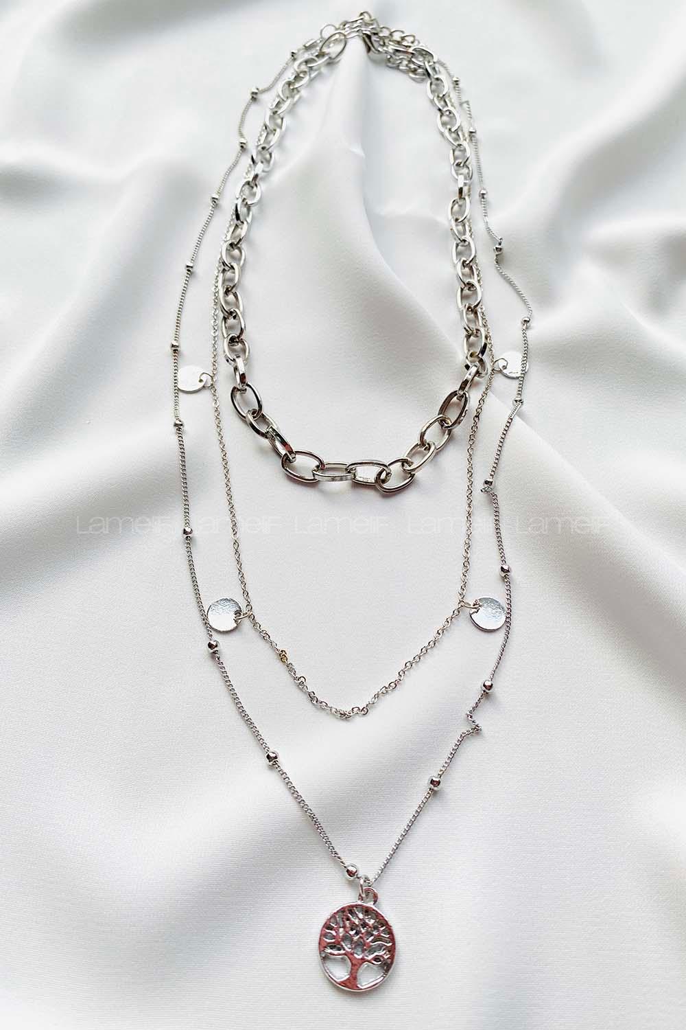 Modalamelif 3Lü Yaşam Ağacı Detaylı Kolye