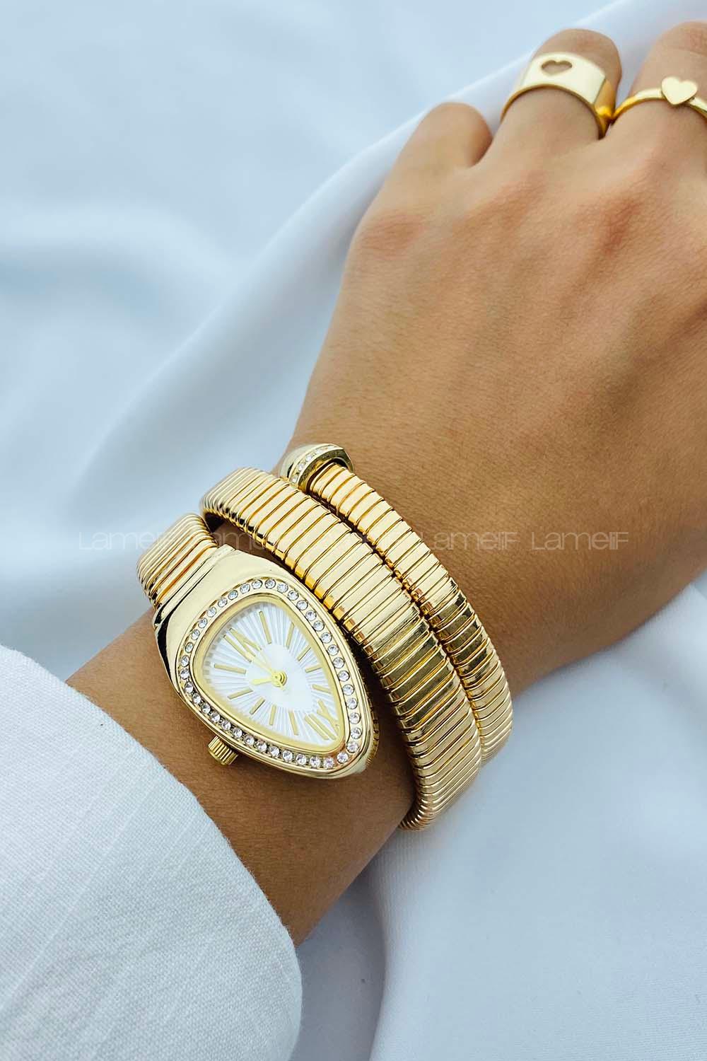 Modalamelif Gold Sarma Yılan Model Kol Saati