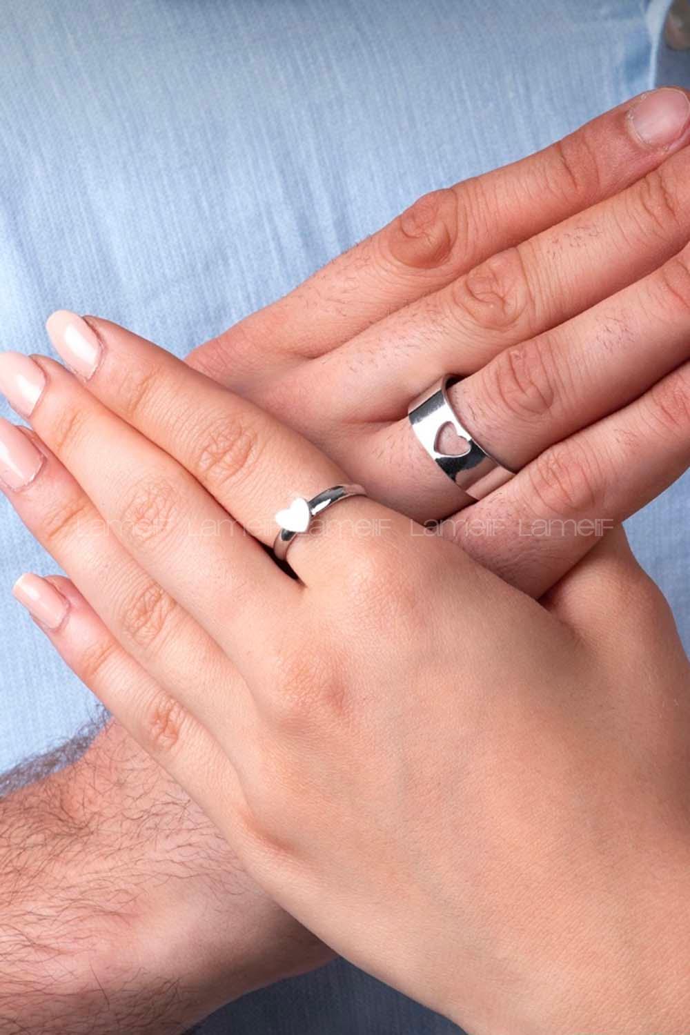 Modalamelif Gümüş 2li Çift Kalp Yüzük