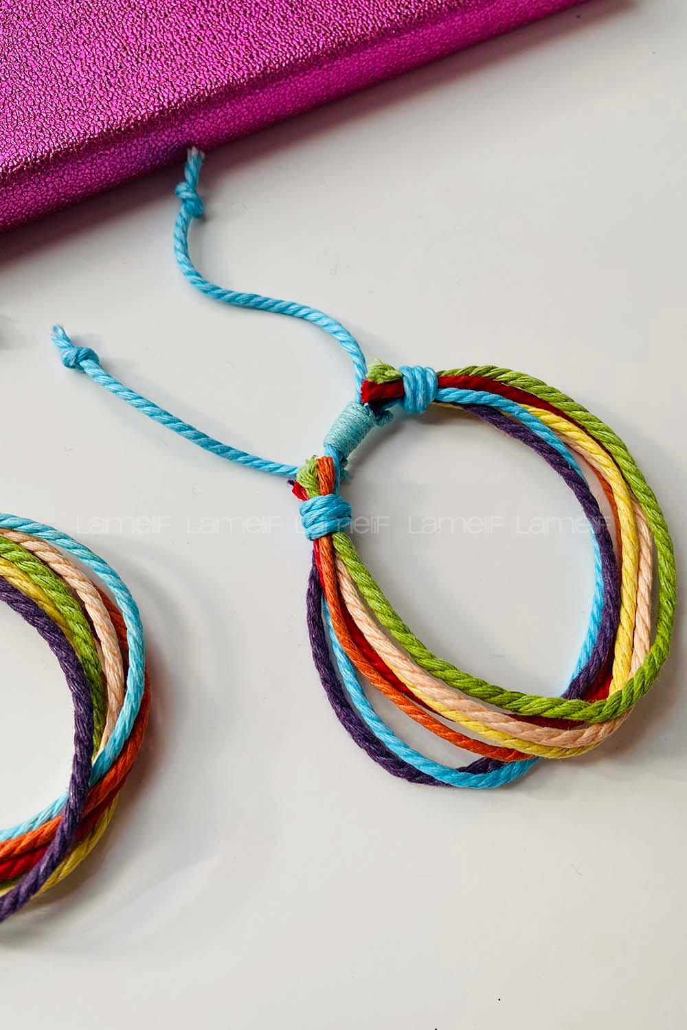 Modalamelif Renkli Çoklu İp Bileklik Ya da Halhal