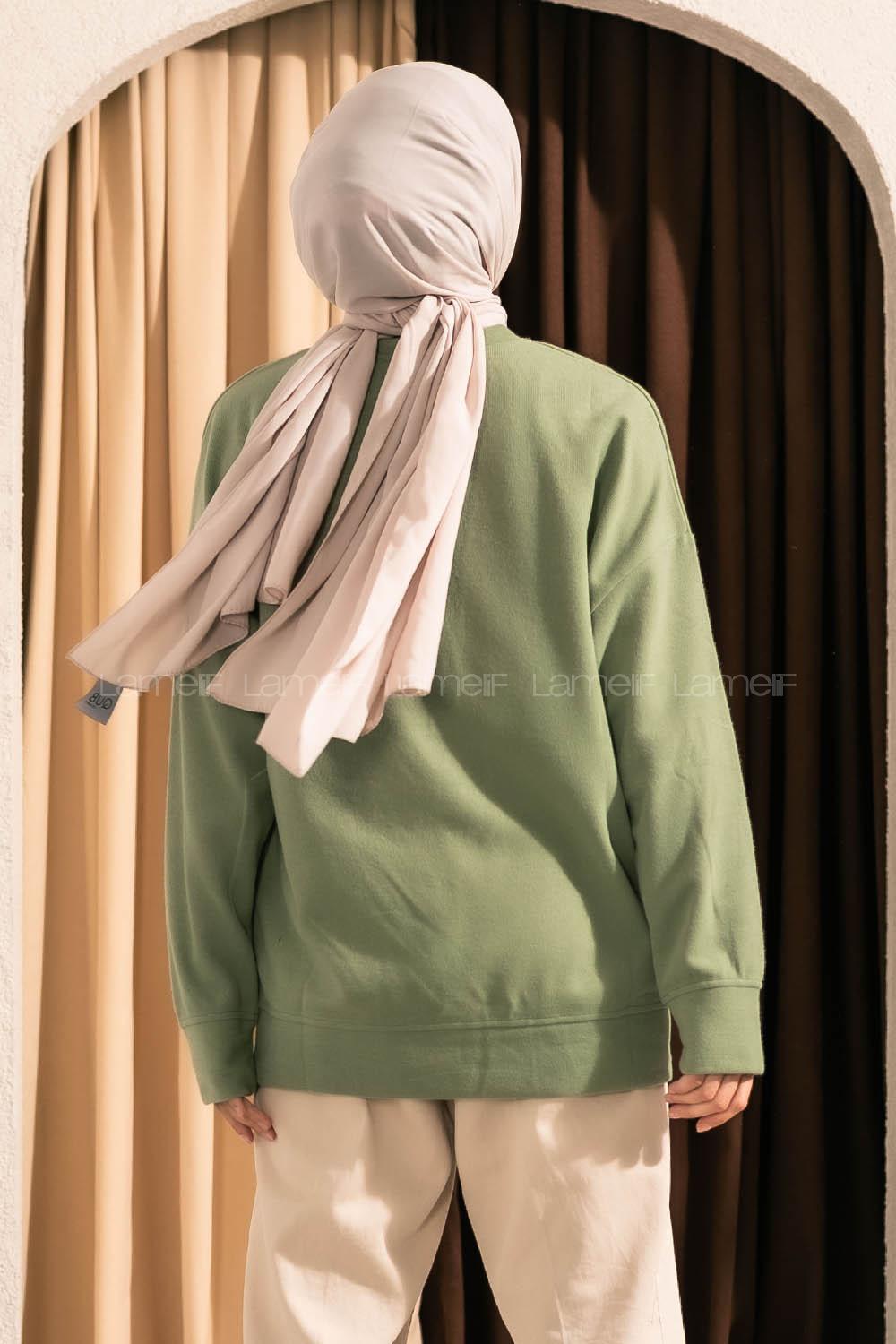 Modalamelif  Bisiklet Yaka Düz Renkli Sweat Çağla Yeşili