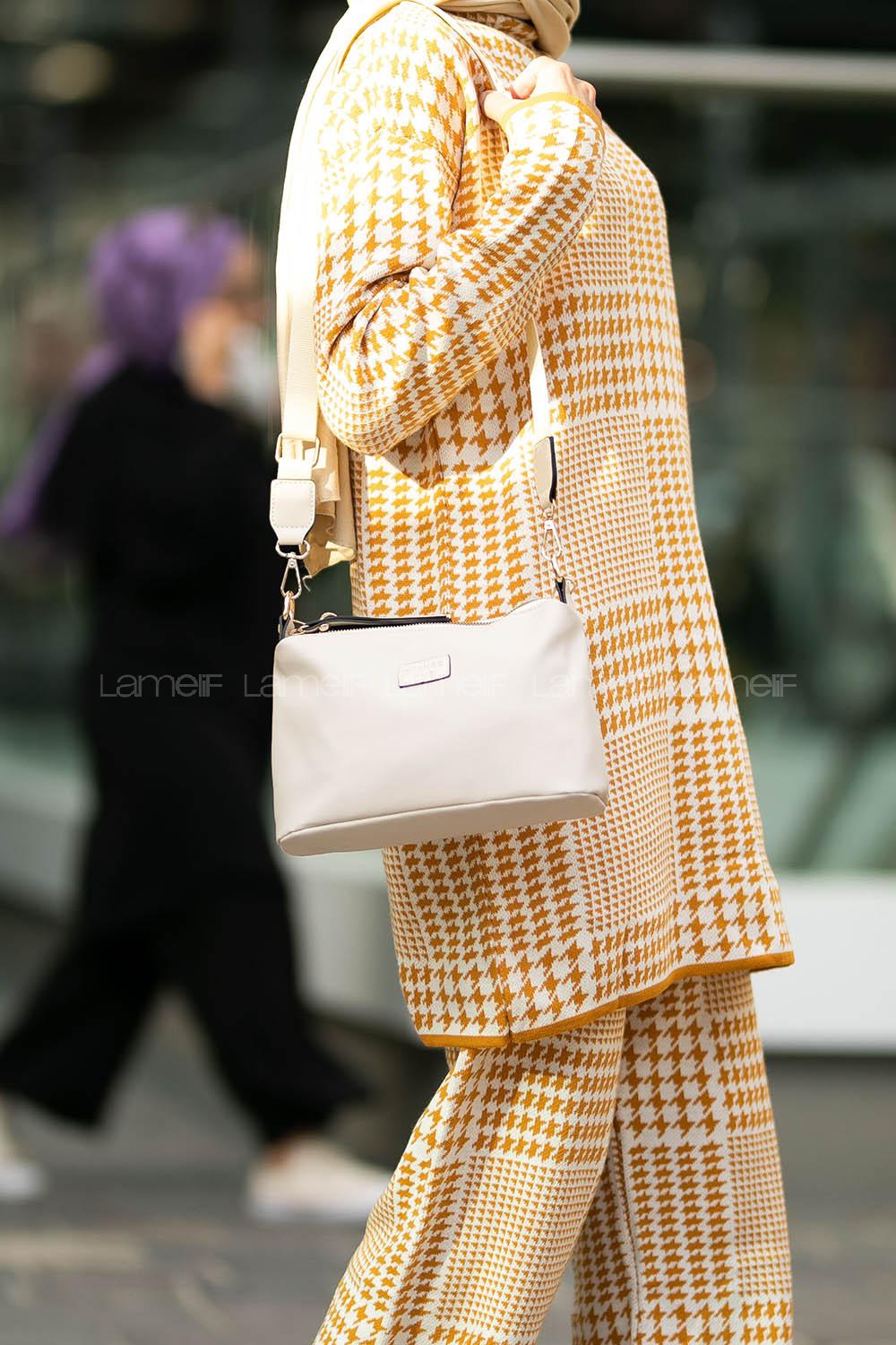 Modalamelif Change Üç Bölmeli Saten Çanta Krem