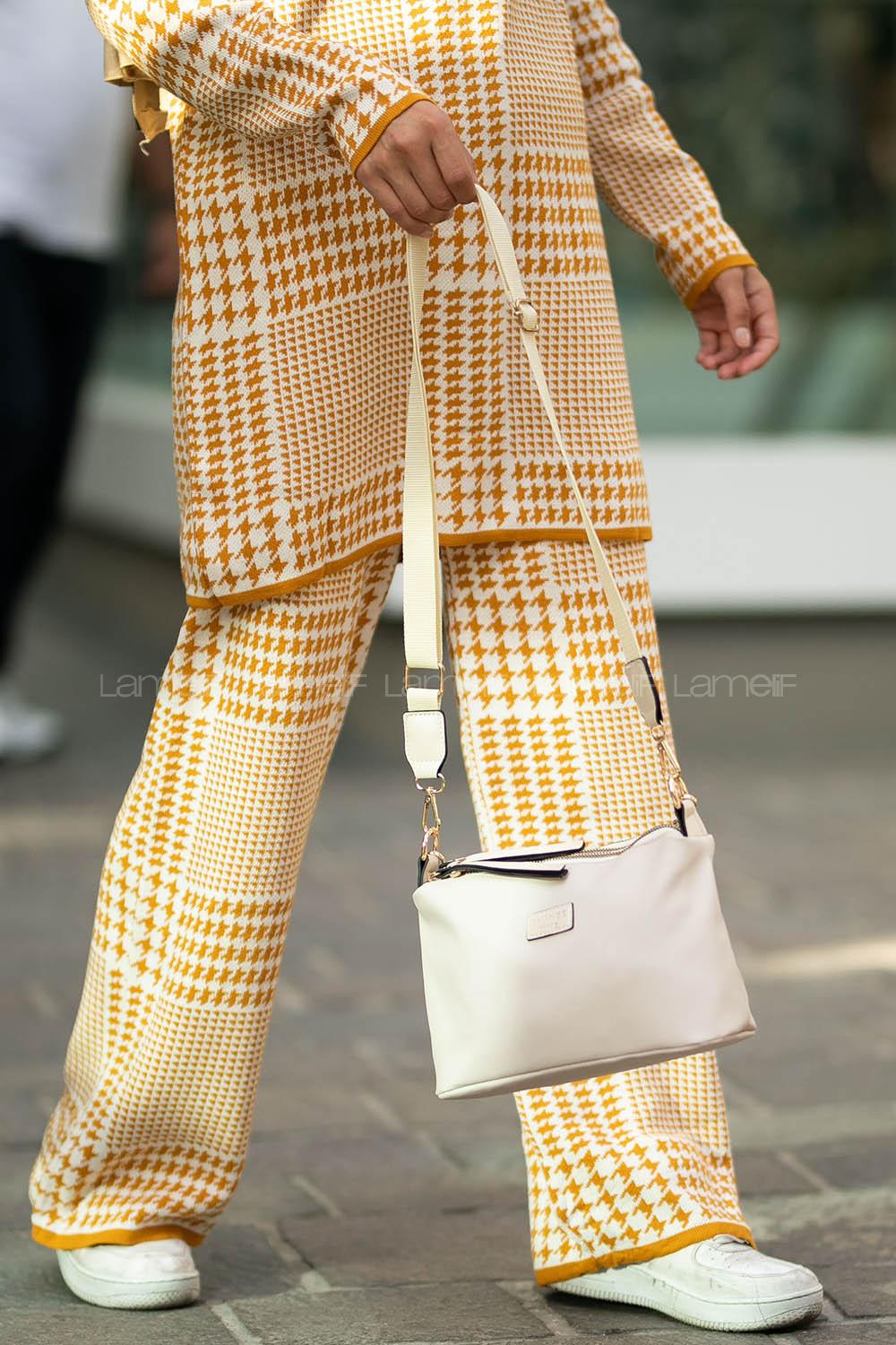 Modalamelif Change Üç Bölmeli Saten Çanta Krem