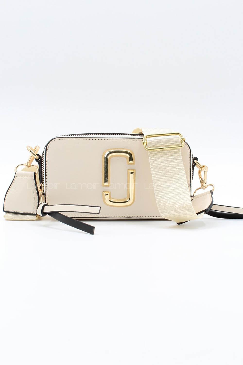 Lamelif Iki Gözlü Cepli Omuz Çapraz Çanta Krem