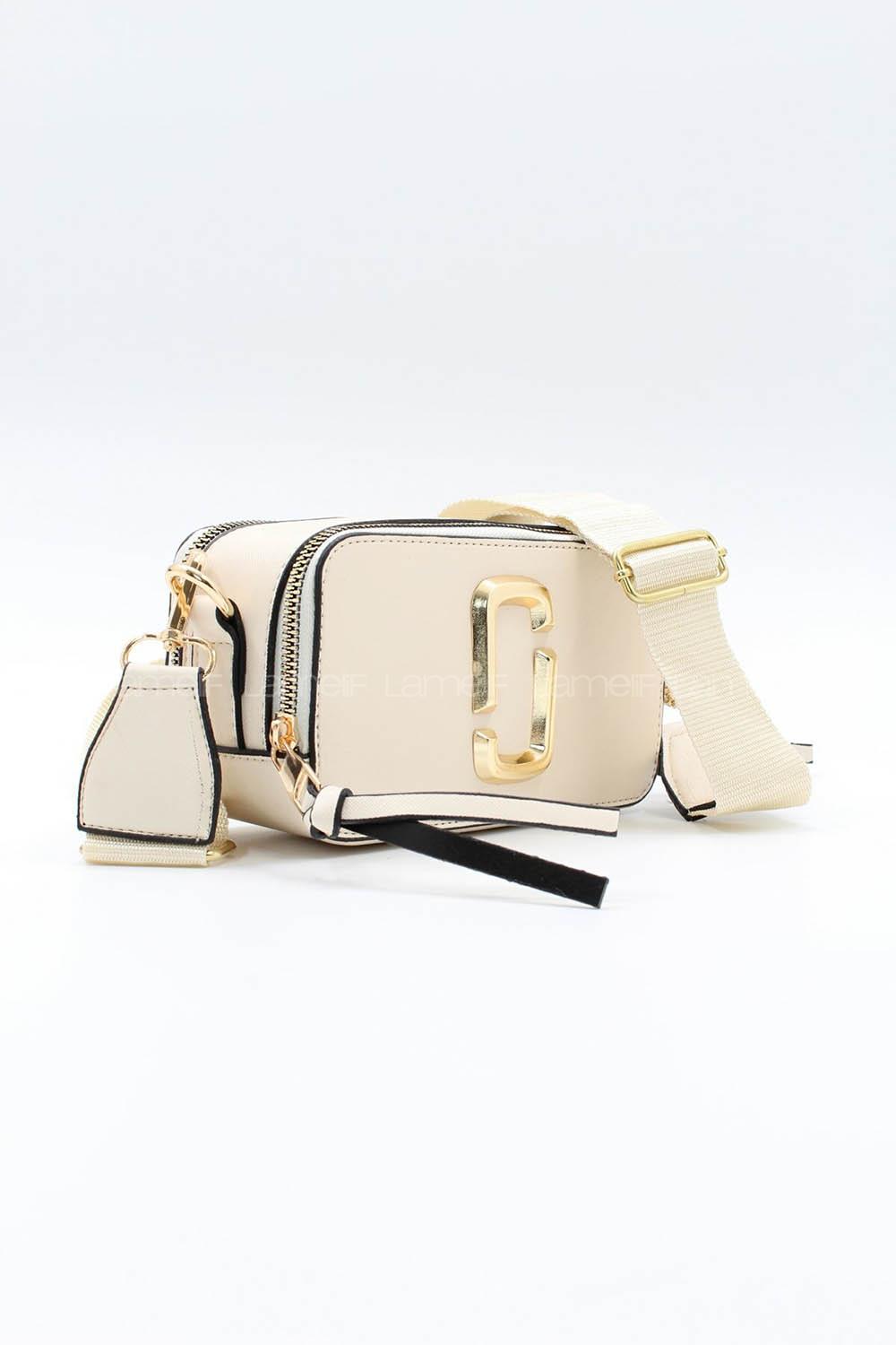 Lamelif Iki Gözlü Cepli Omuz Çapraz Çanta Krem