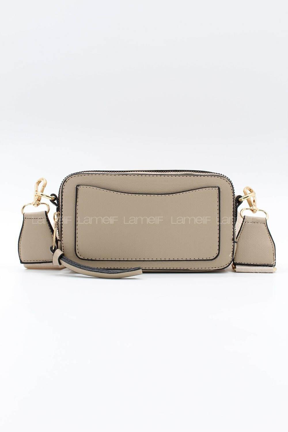 Lamelif Iki Gözlü Cepli Omuz Çapraz Çanta Vizonrengi