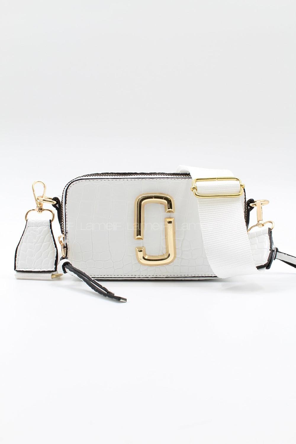 Lamelif Iki Gözlü Cepli Omuz Trok Çanta Beyaz