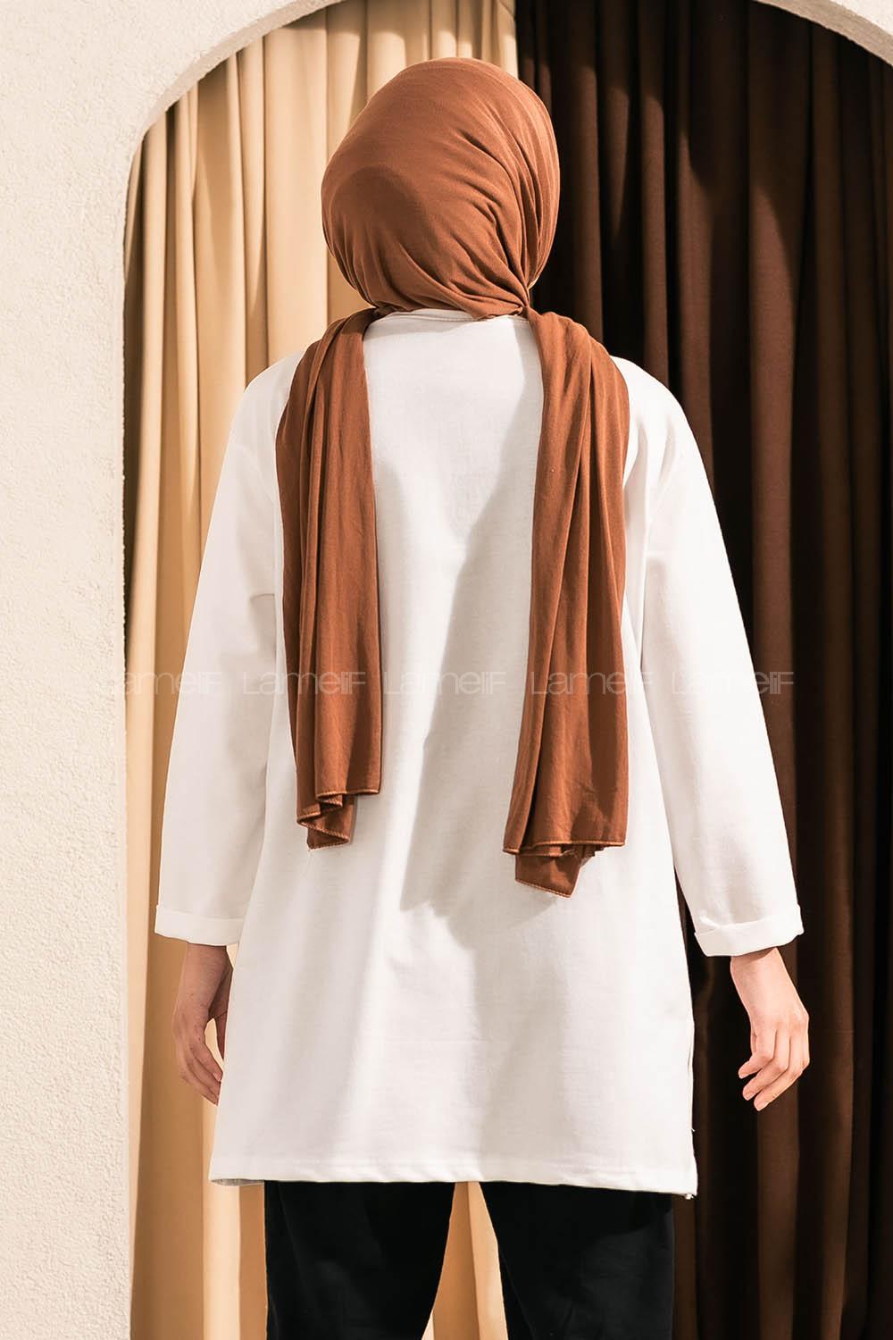 Modalamelif I m Cool Baskılı Yırtmaç Detaylı Sweatshirt Beyaz