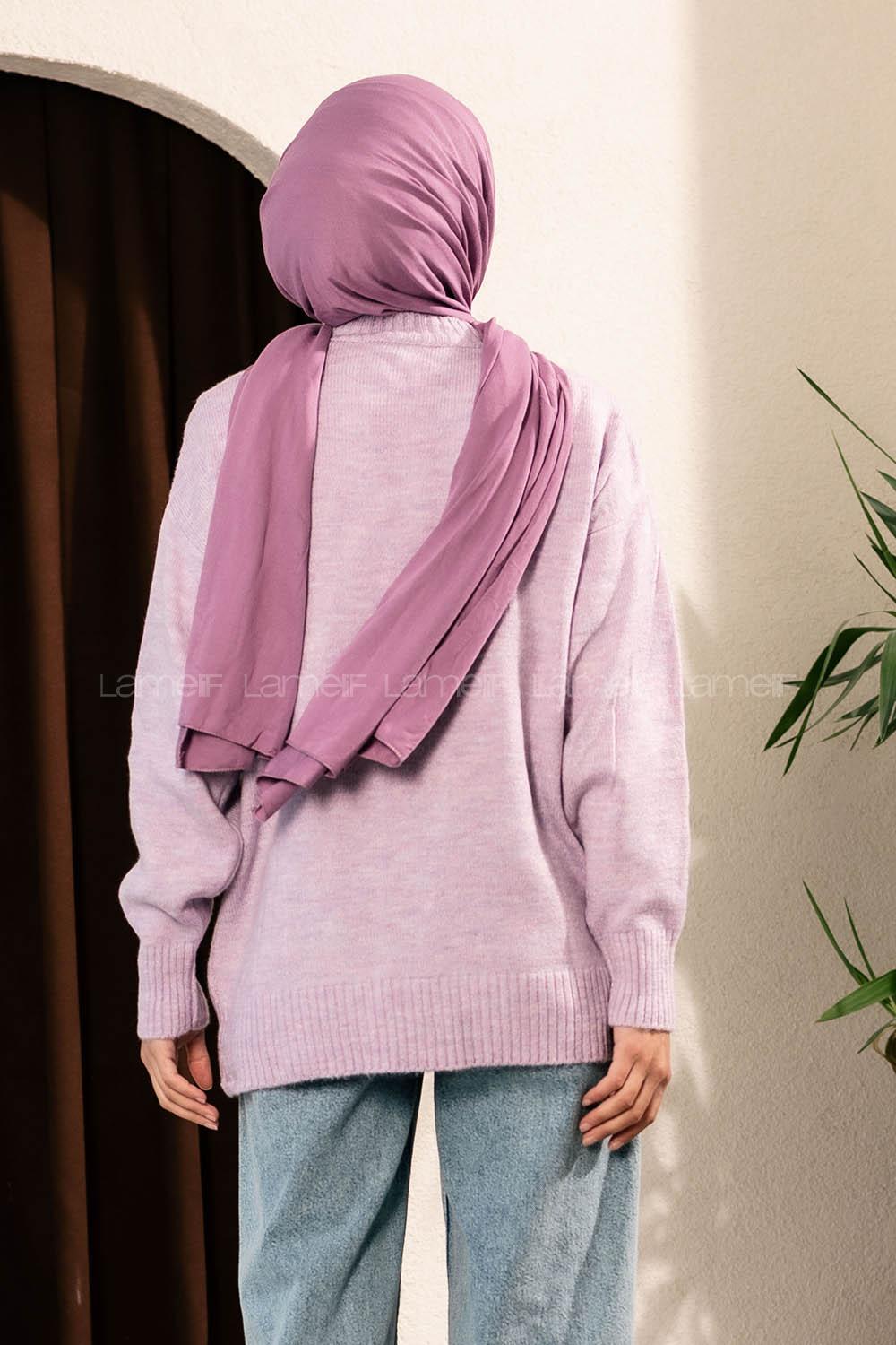 Modalamelif Çift Cepli Yarım Balıkçı Yaka Kazak Lila