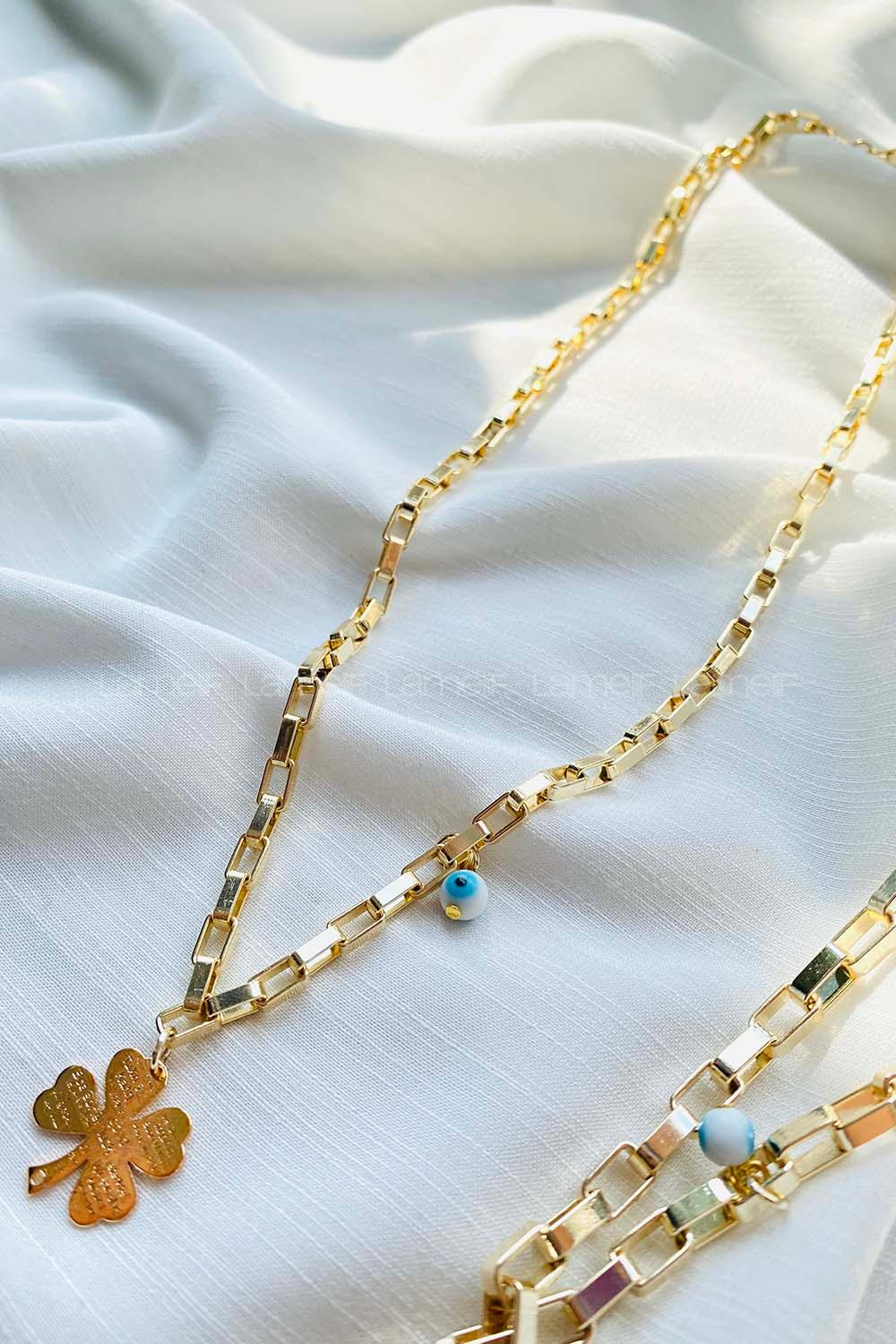 Modalamelif Gold Yoncalı Elenay Zincir Kolye