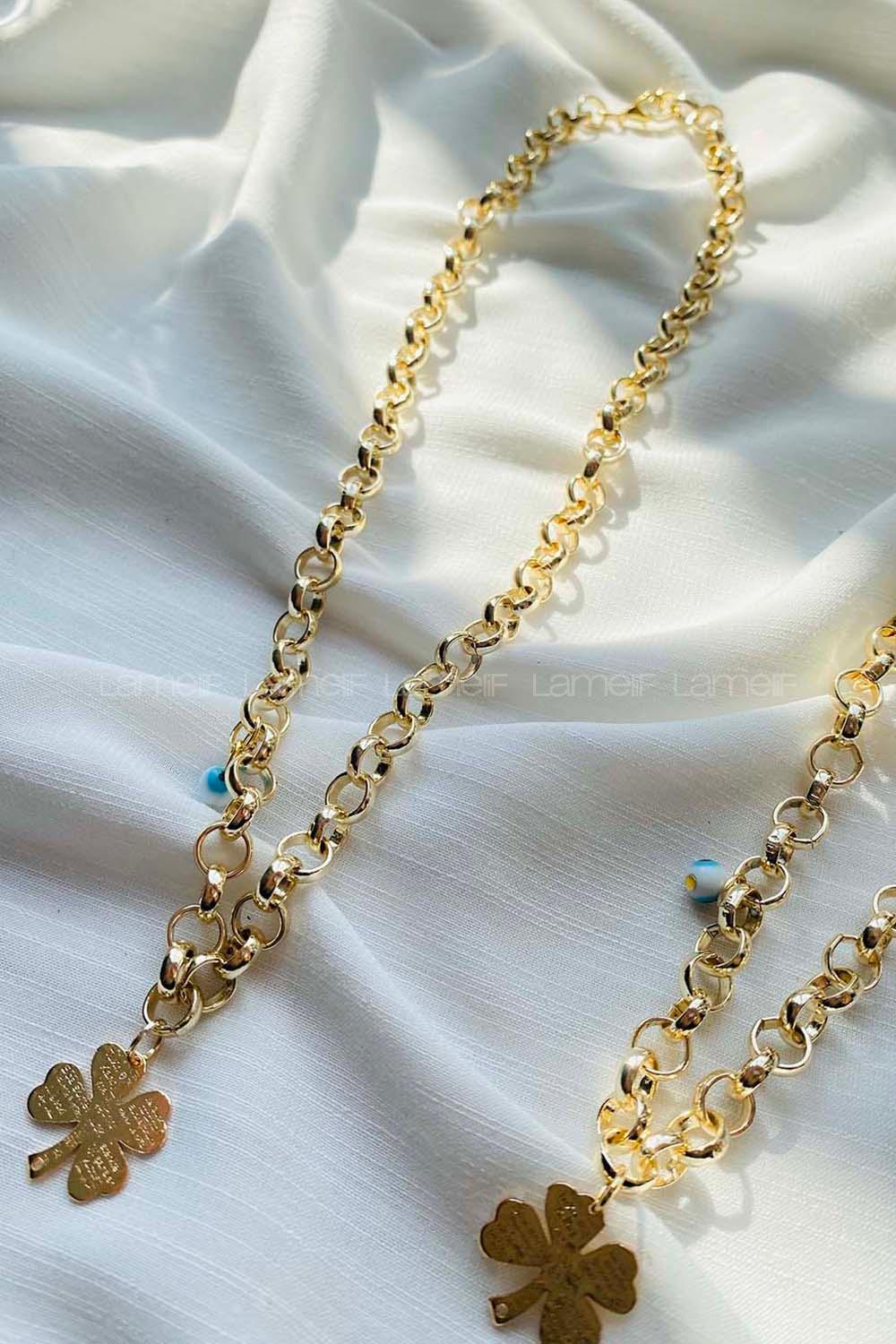 Modalamelif Gold Yoncalı Halka Zincir Kolye