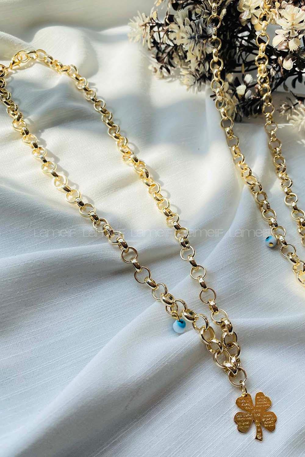 Modalamelif Gold Yoncalı Halka Zincir Kolye