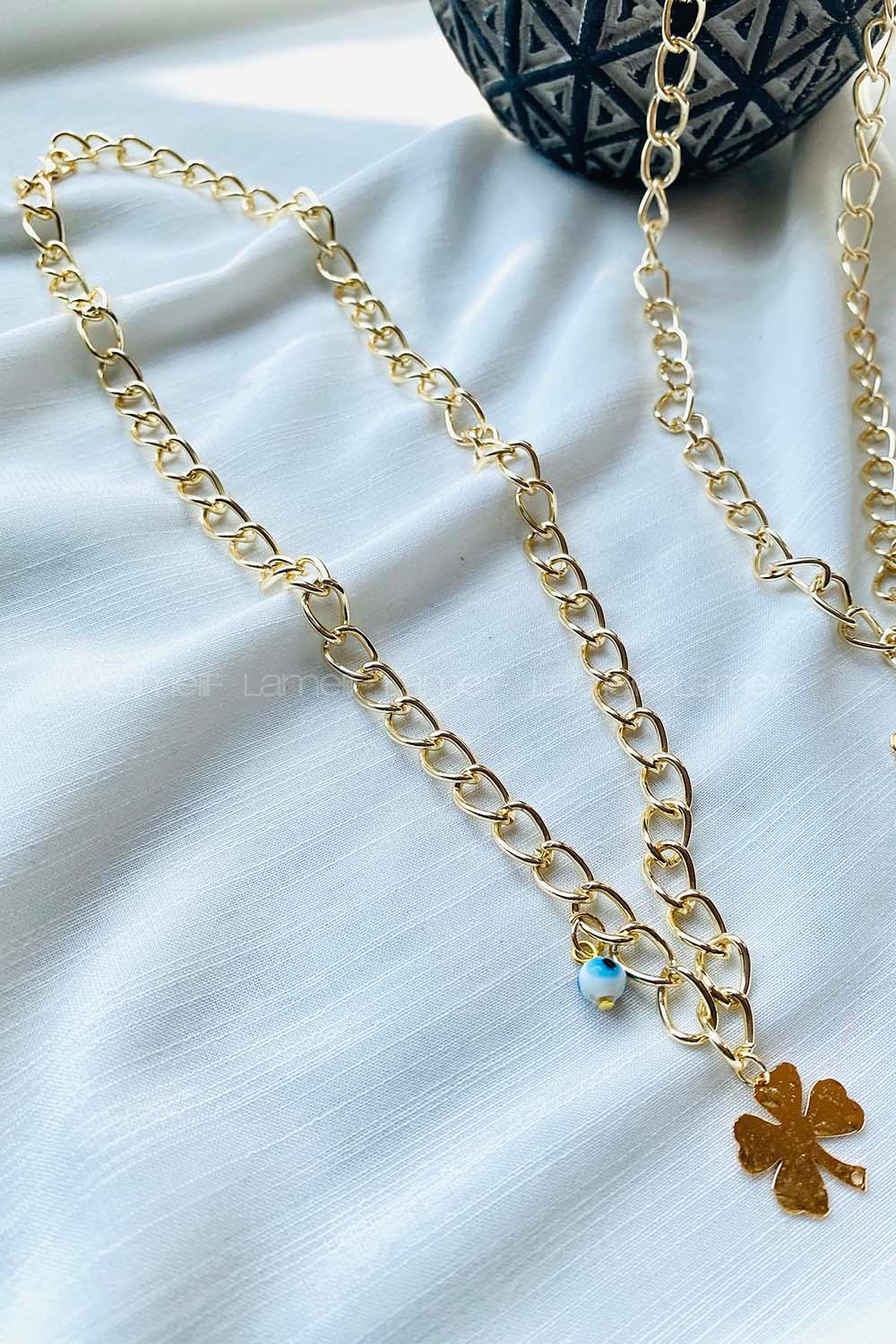 Modalamelif Gold Yoncalı Zincir Kolye