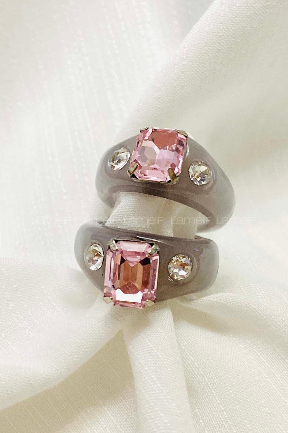 Modalamelif Gri Akrilik Yüzük