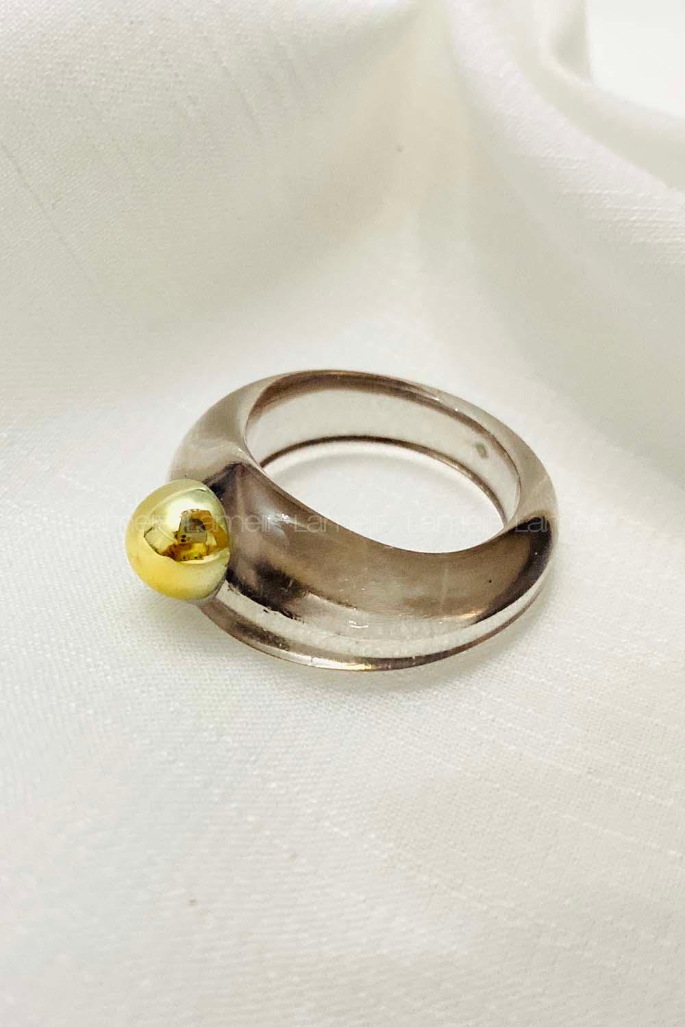 Modalamelif Gri Top Detaylı Akrilik Yüzük