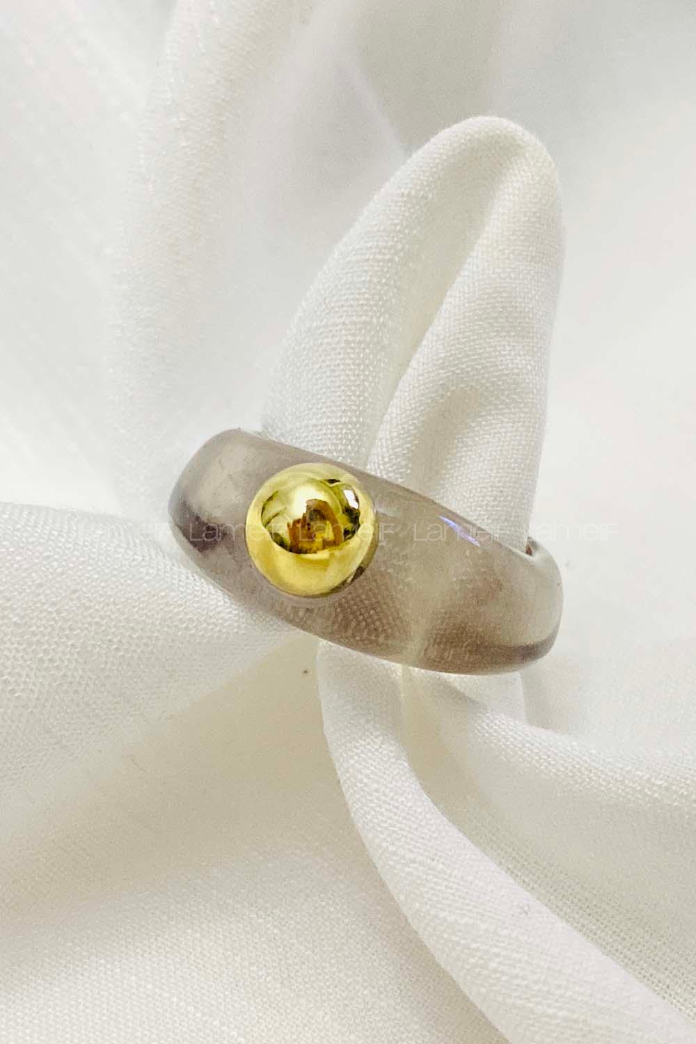 Modalamelif Gri Top Detaylı Akrilik Yüzük