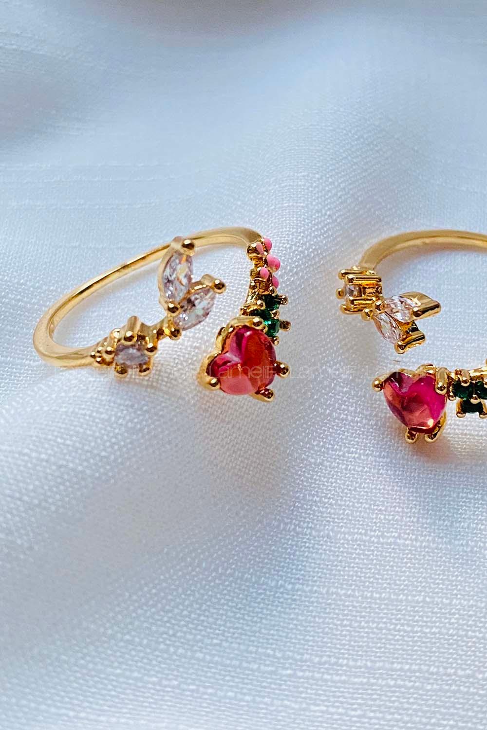 Modalamelif Kalp Kristal Detaylı Yüzük