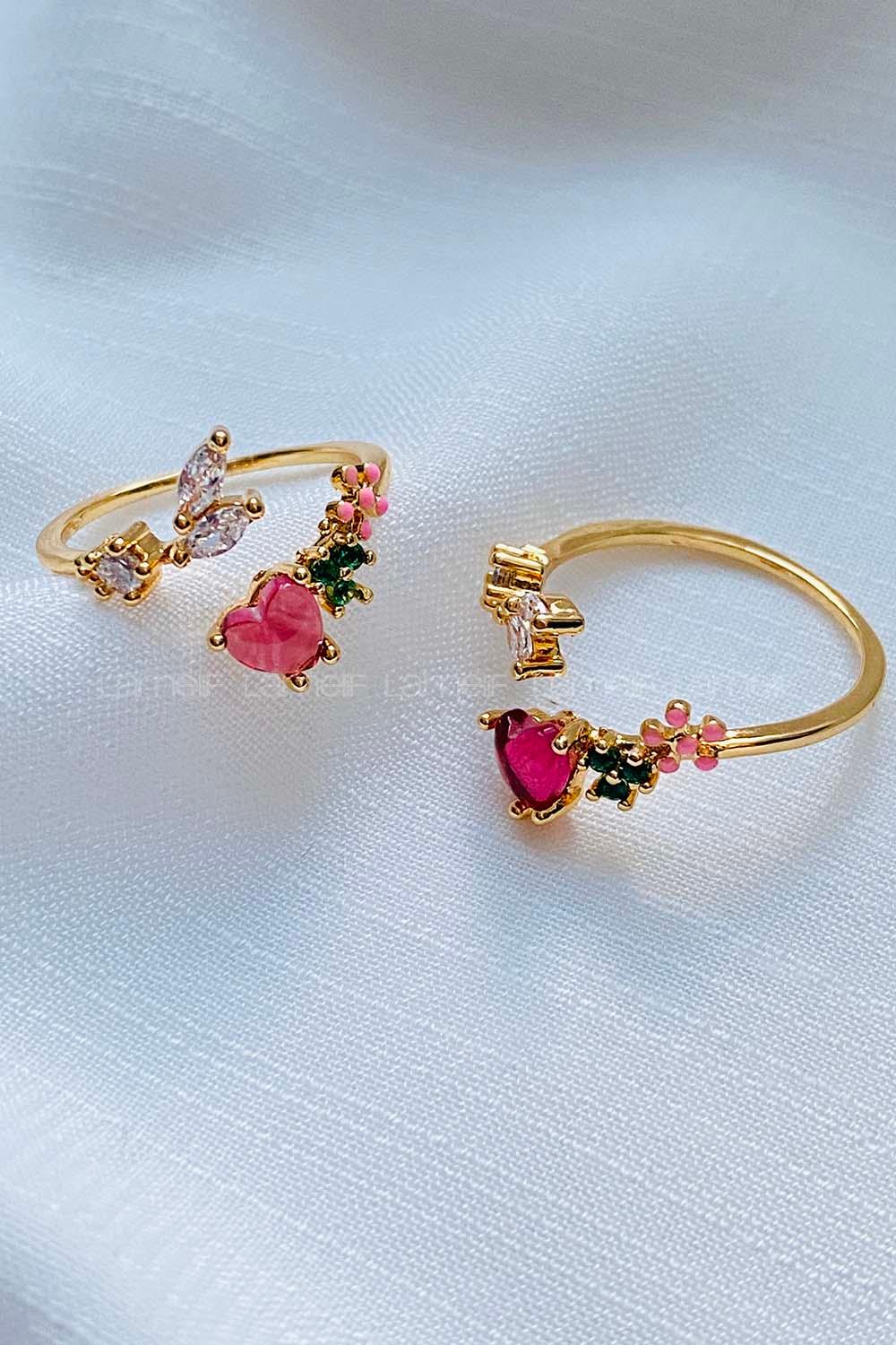 Modalamelif Kalp Kristal Detaylı Yüzük