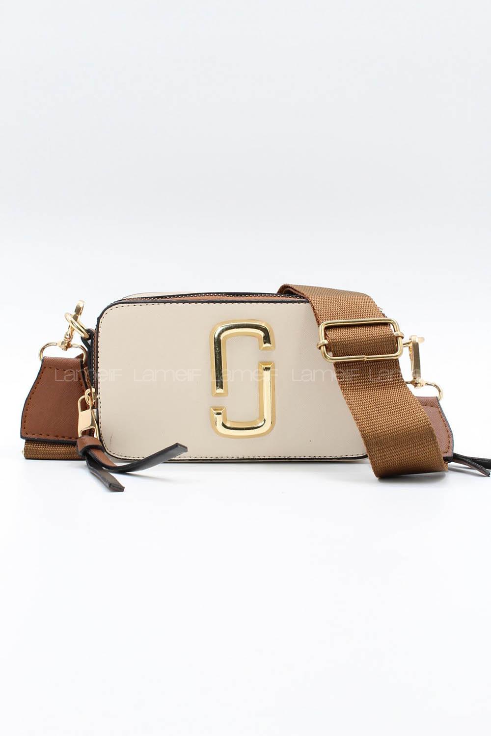 Lamelif Iki Gözlü Cepli Omuz Çapraz Çanta Vizonrengi - Taba