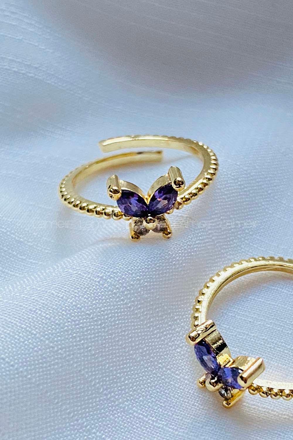 Modalamelif Mor Kelebek Yüzük