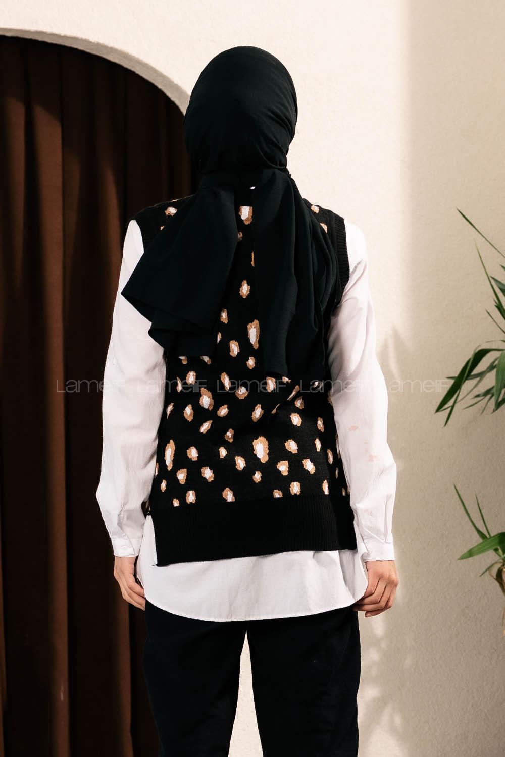 Modalamelif Soyut Desen V Yaka Süveter Siyah