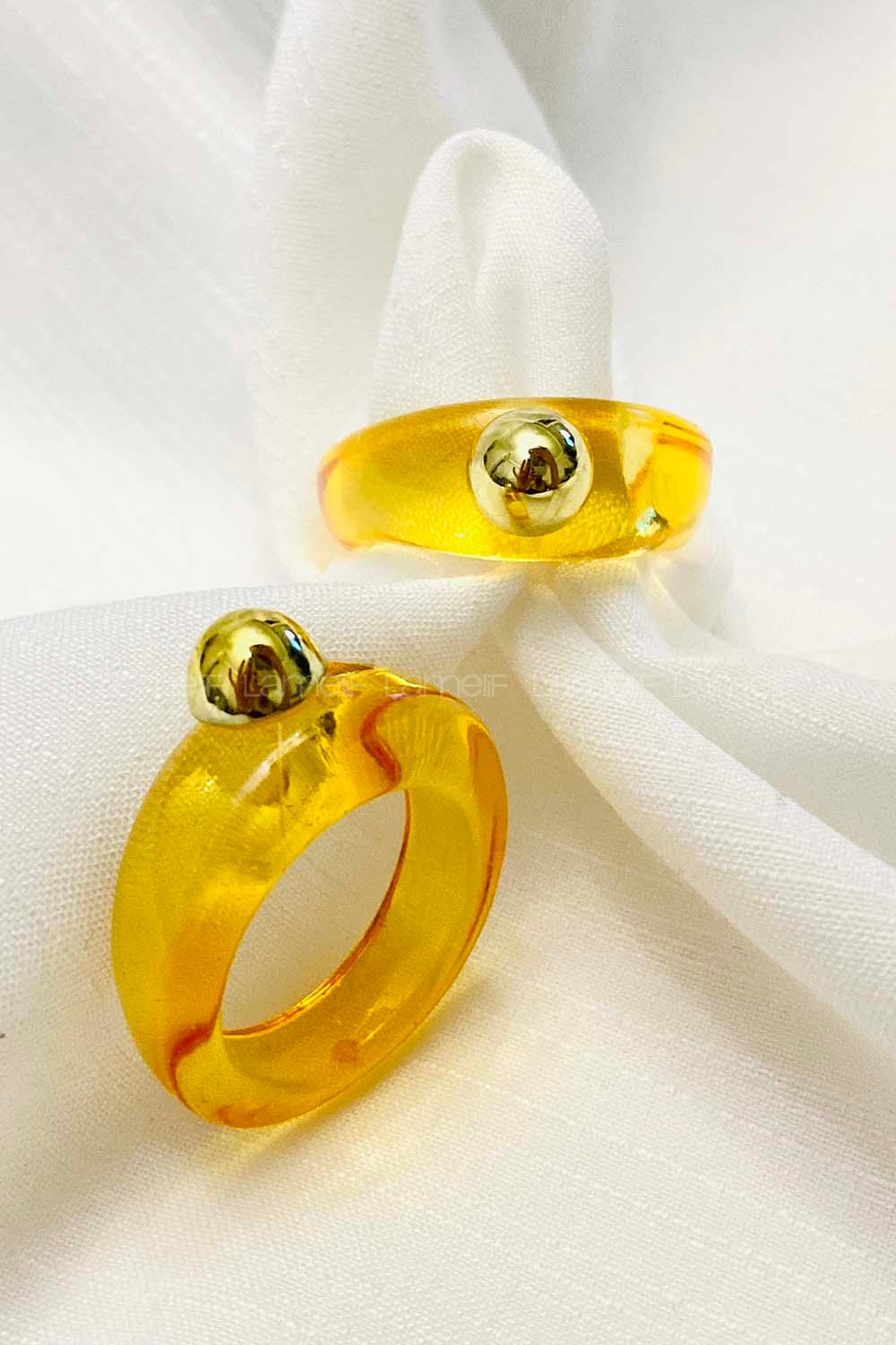 Modalamelif Turuncu Top Detaylı Akrilik Yüzük