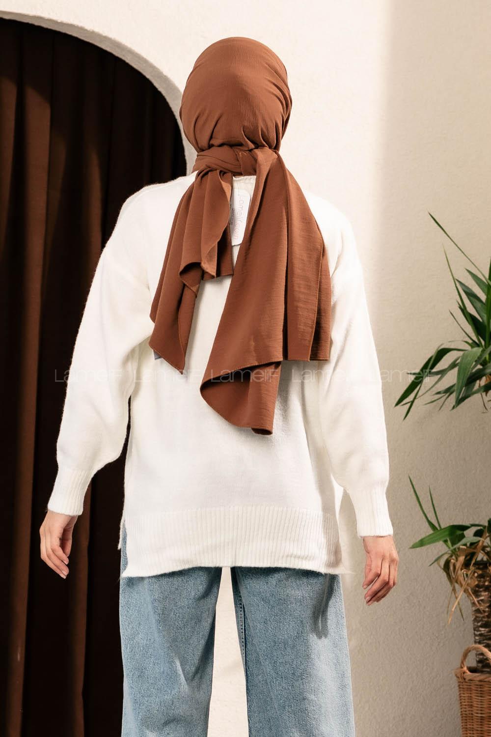 Modalamelif Yanı Yırtmaçlı Oversize Kazak Ekru