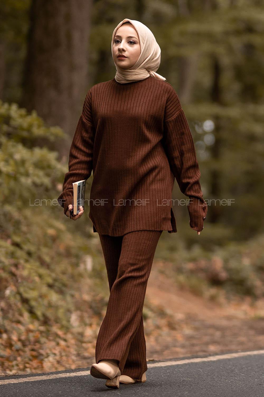 Modalamelif Yarım Balıkçı Yaka İkili Takım Acı Kahve