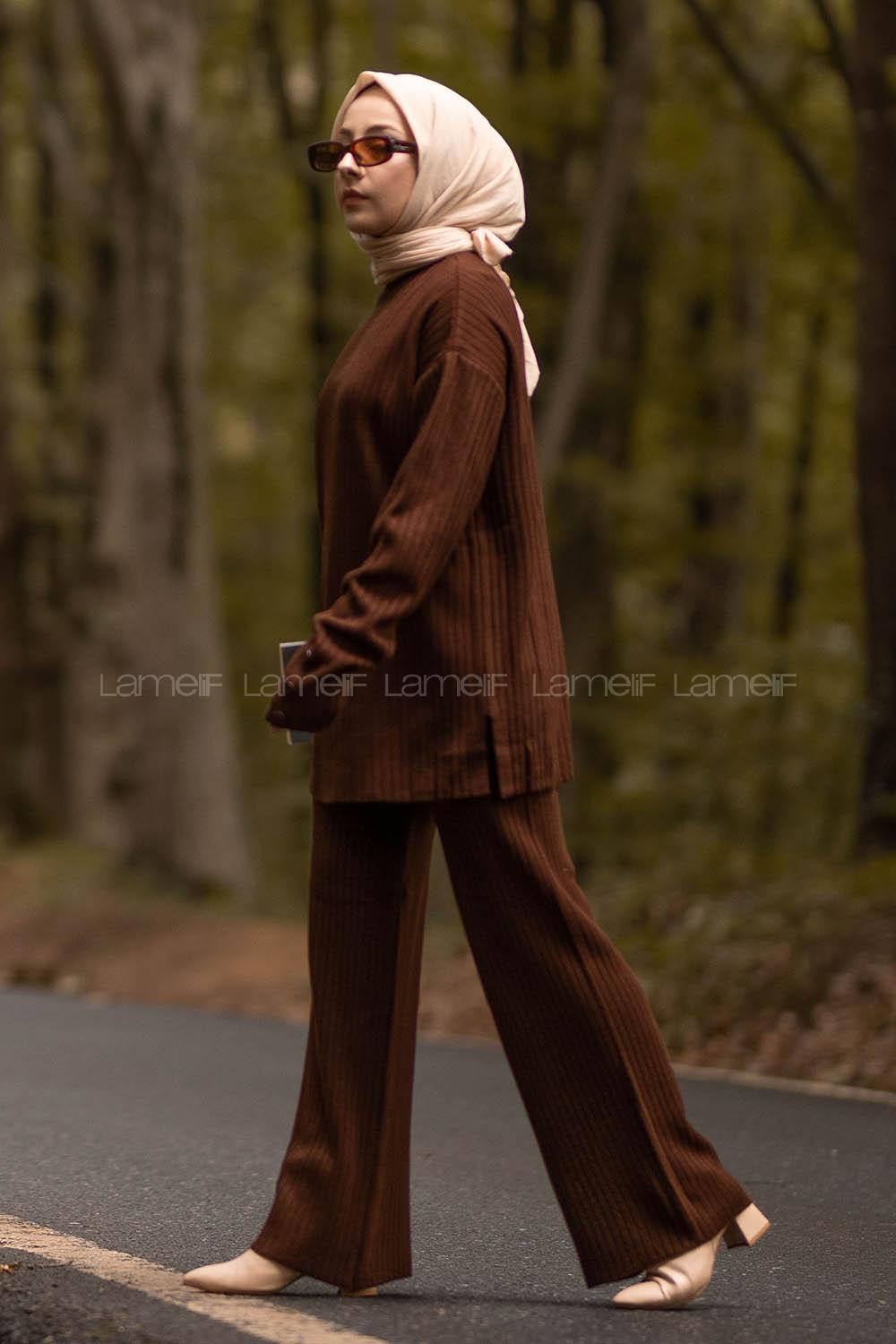 Modalamelif Yarım Balıkçı Yaka İkili Takım Acı Kahve