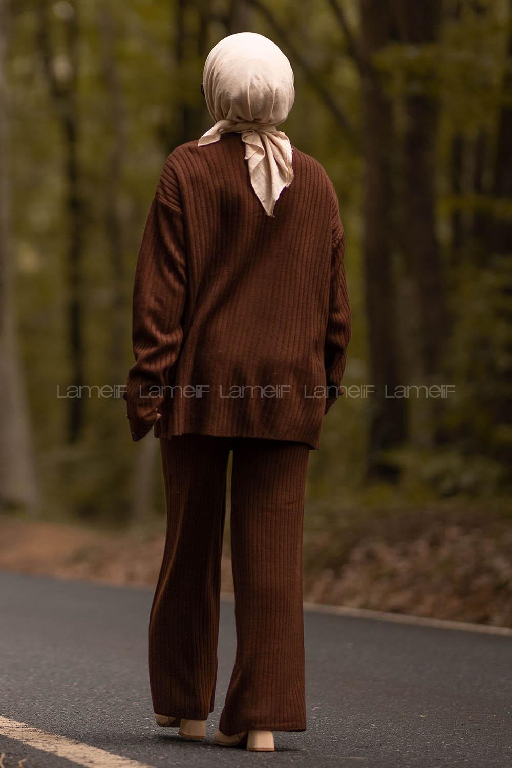 Modalamelif Yarım Balıkçı Yaka İkili Takım Acı Kahve