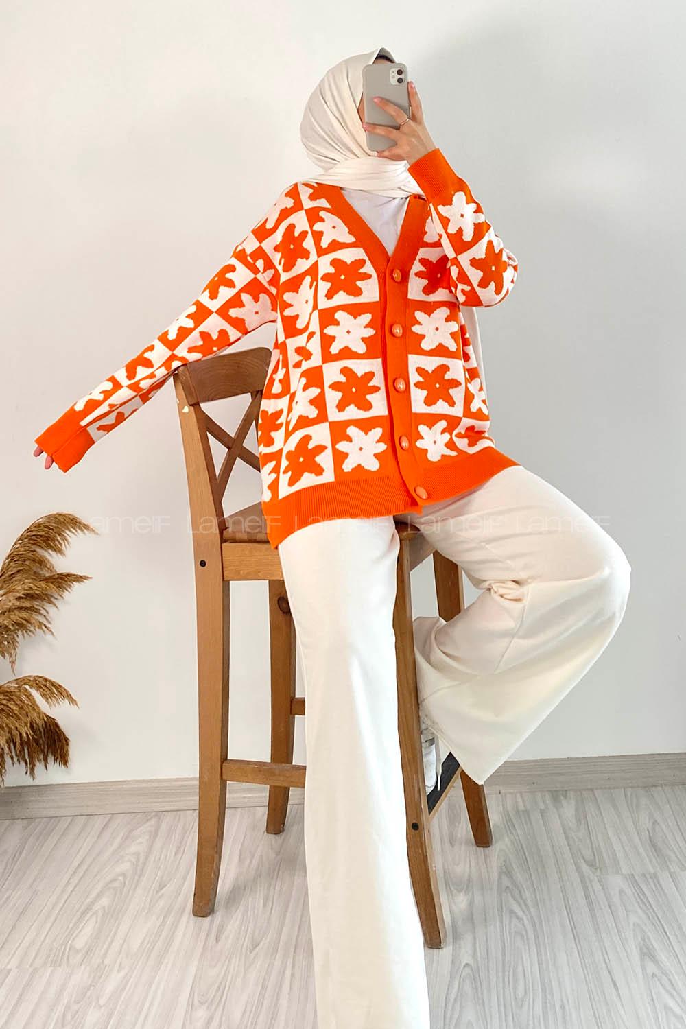 üğmeli Hırka Oranj