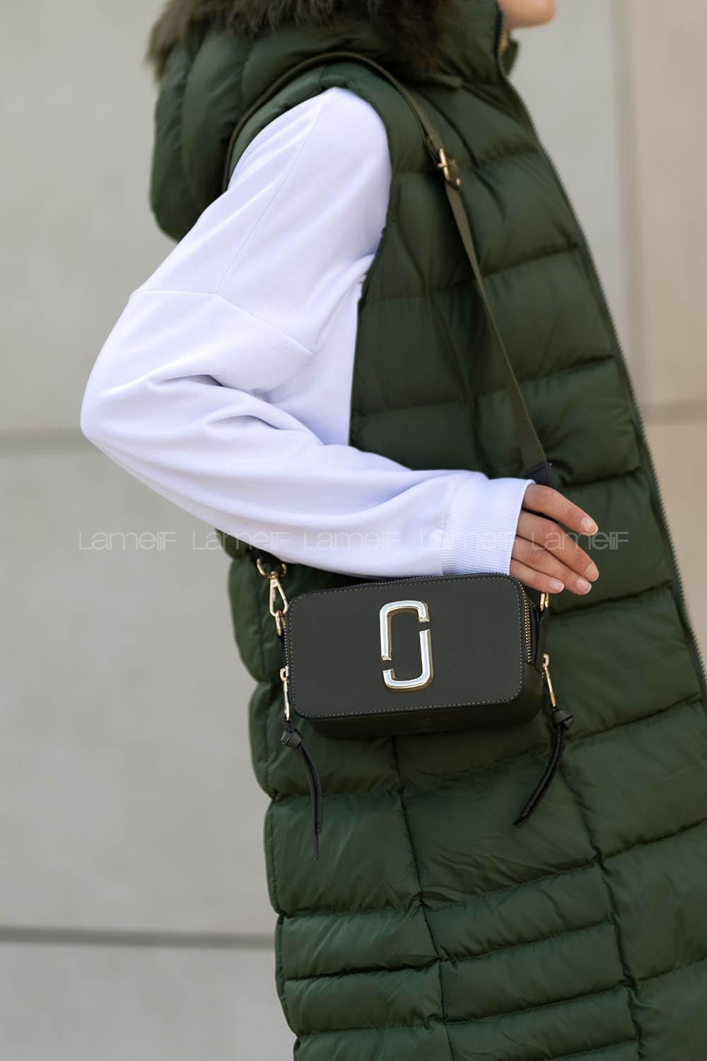 Lamelif Iki Gözlü Cepli Omuz Çapraz Çanta Haki