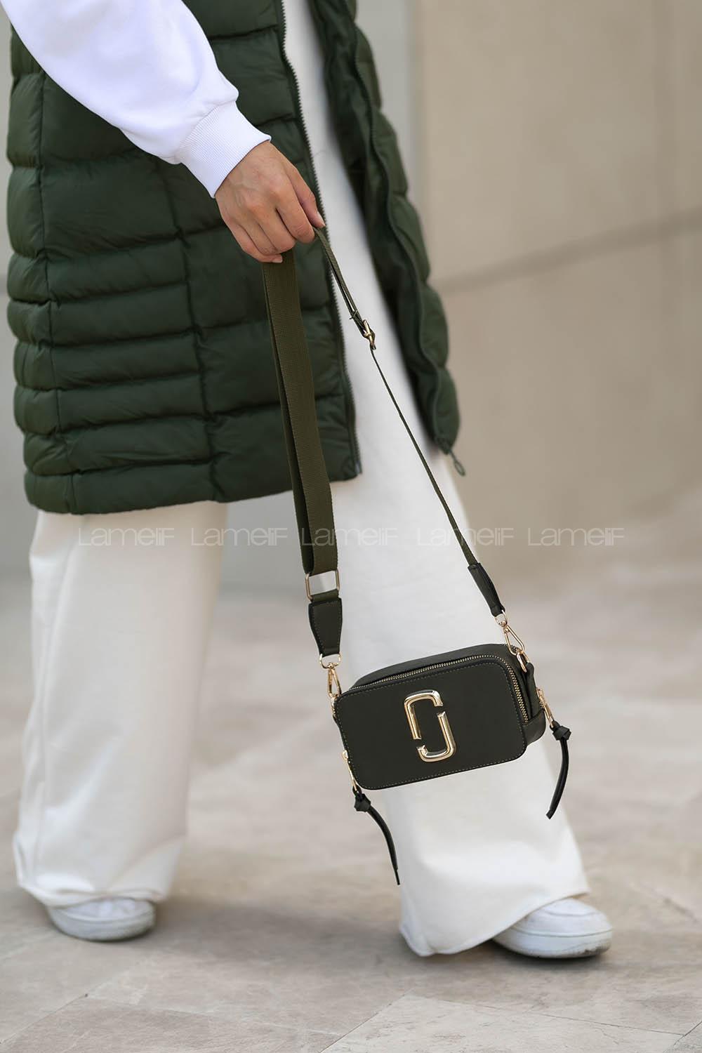 Lamelif Iki Gözlü Cepli Omuz Çapraz Çanta Haki