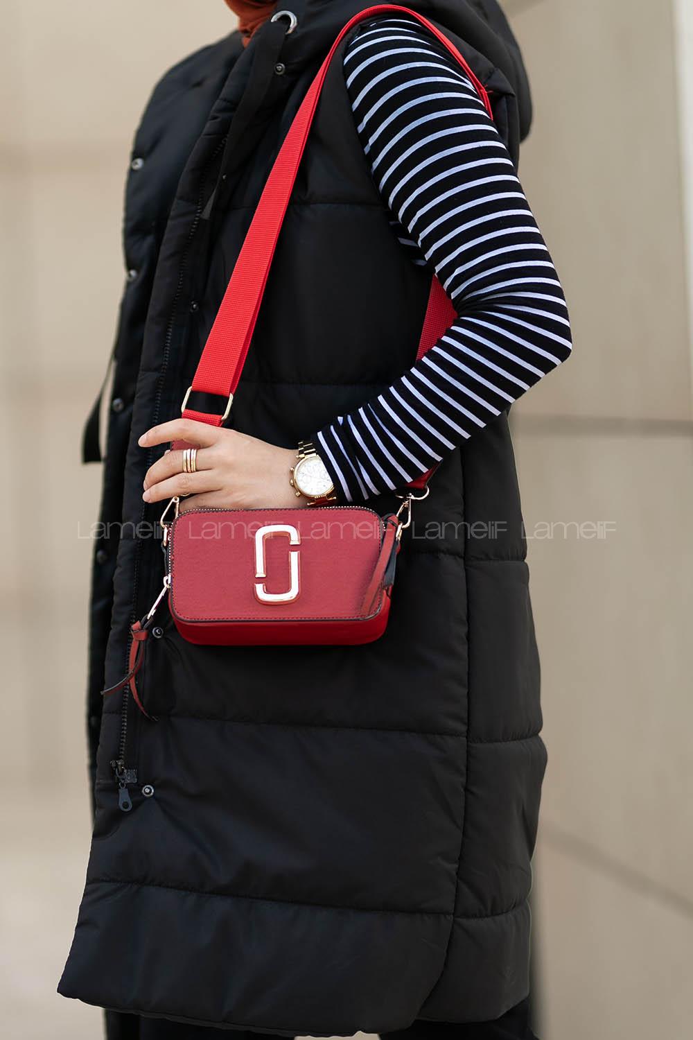 Lamelif Iki Gözlü Cepli Omuz Çapraz Çanta Kırmızı