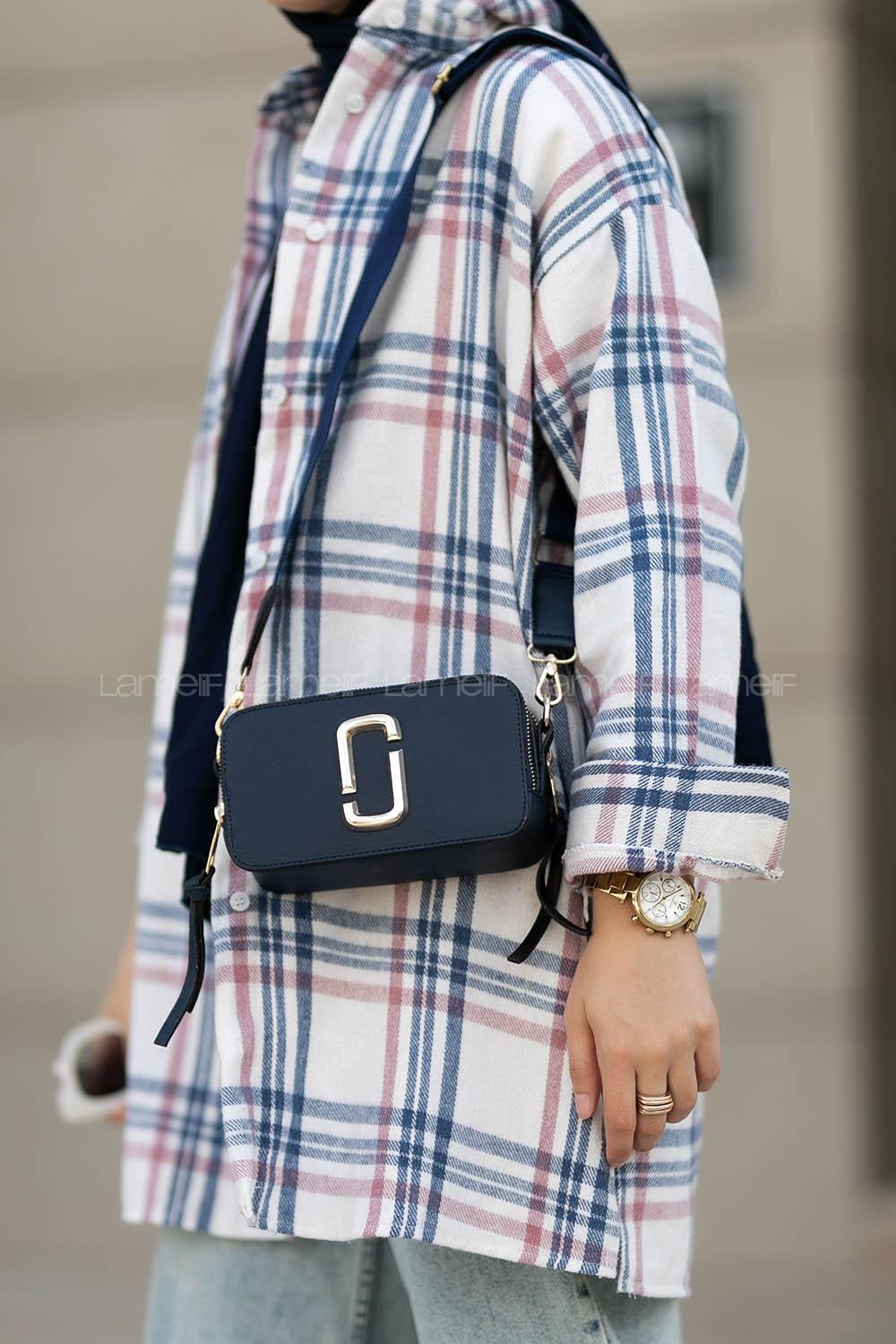 Lamelif Iki Gözlü Cepli Omuz Çapraz Çanta Lacivert