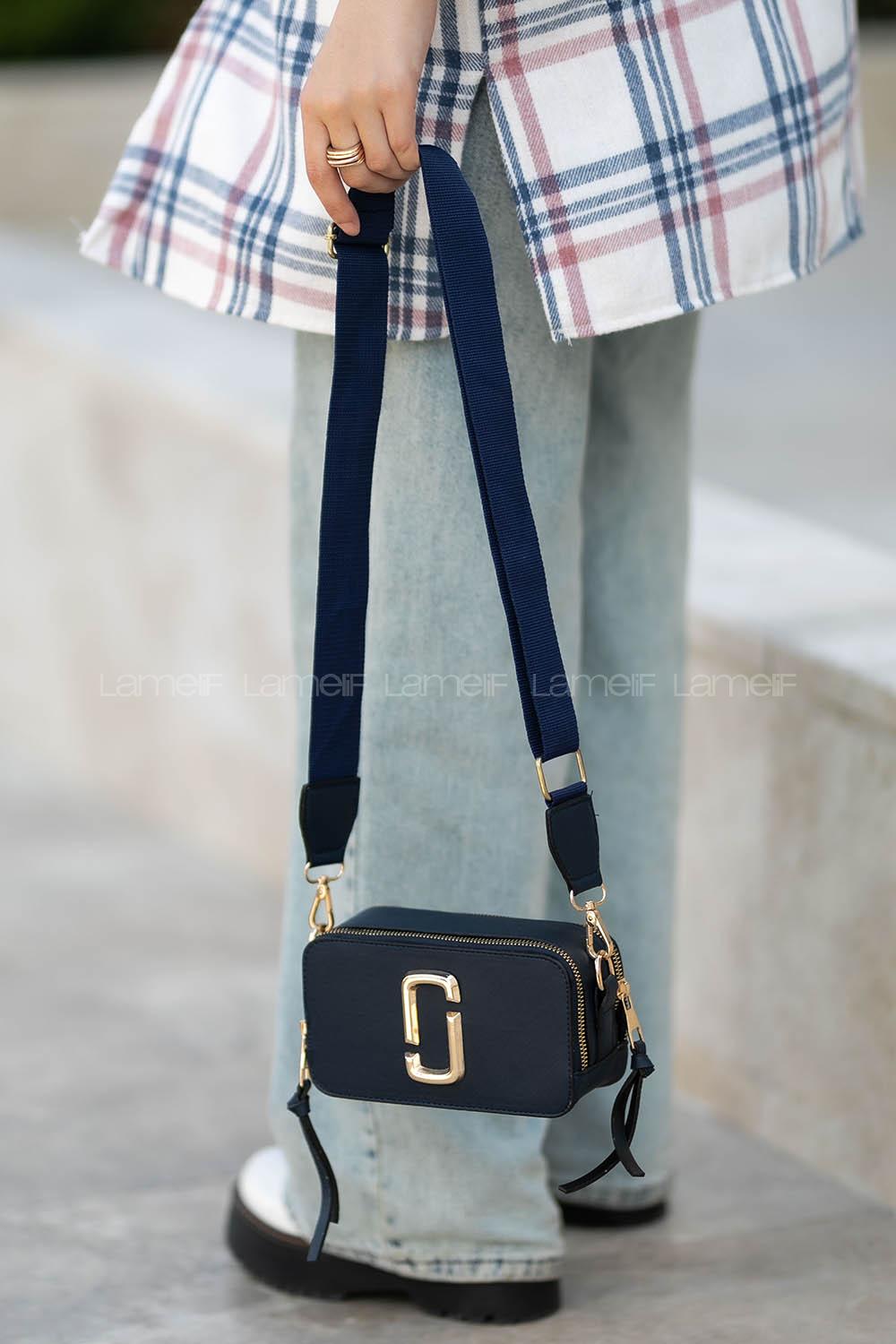 Lamelif Iki Gözlü Cepli Omuz Çapraz Çanta Lacivert