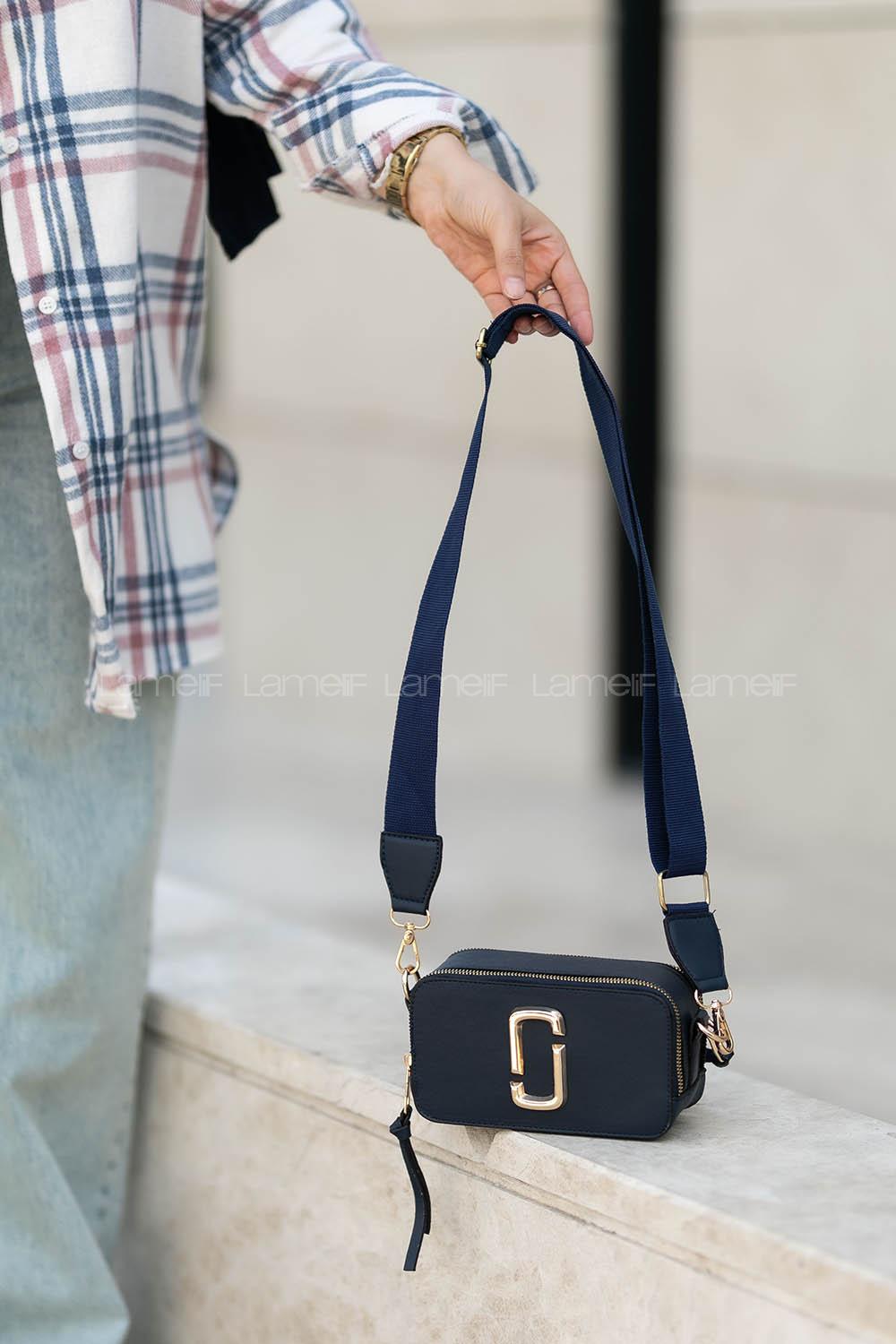 Lamelif Iki Gözlü Cepli Omuz Çapraz Çanta Lacivert