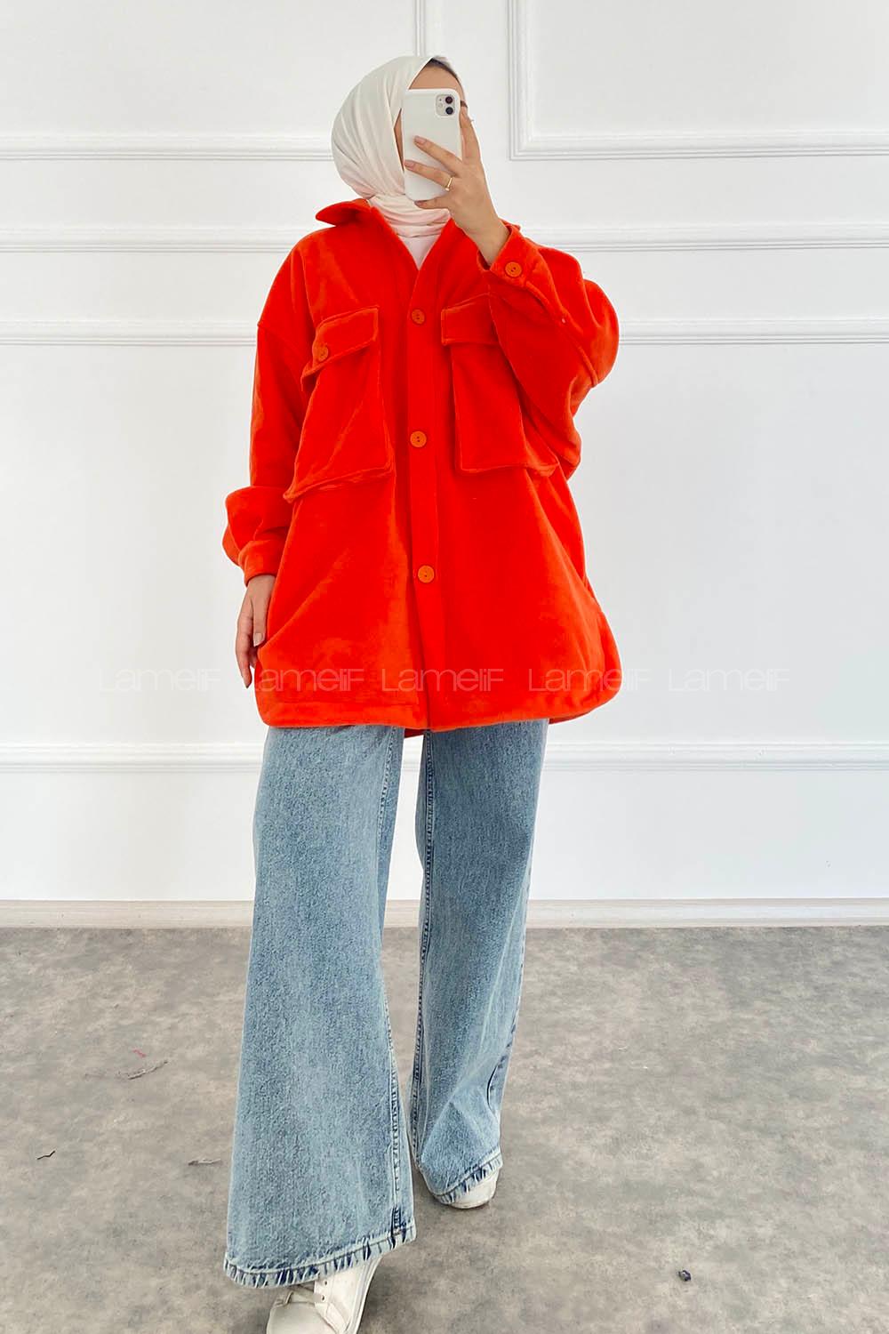 Modalamelif Körük Cepli Polar Gömlek Oranj