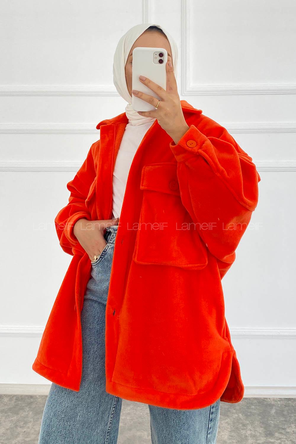 Modalamelif Körük Cepli Polar Gömlek Oranj