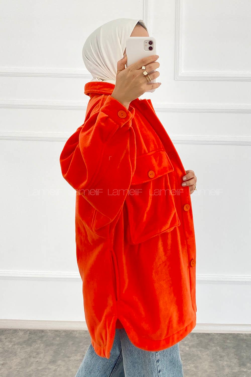 Modalamelif Körük Cepli Polar Gömlek Oranj