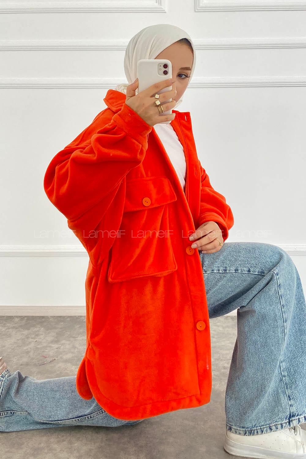 Modalamelif Körük Cepli Polar Gömlek Oranj