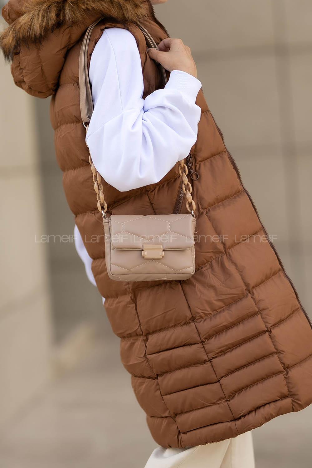 Modalamelif Mini Çapraz Askılı Çanta Vizonrengi