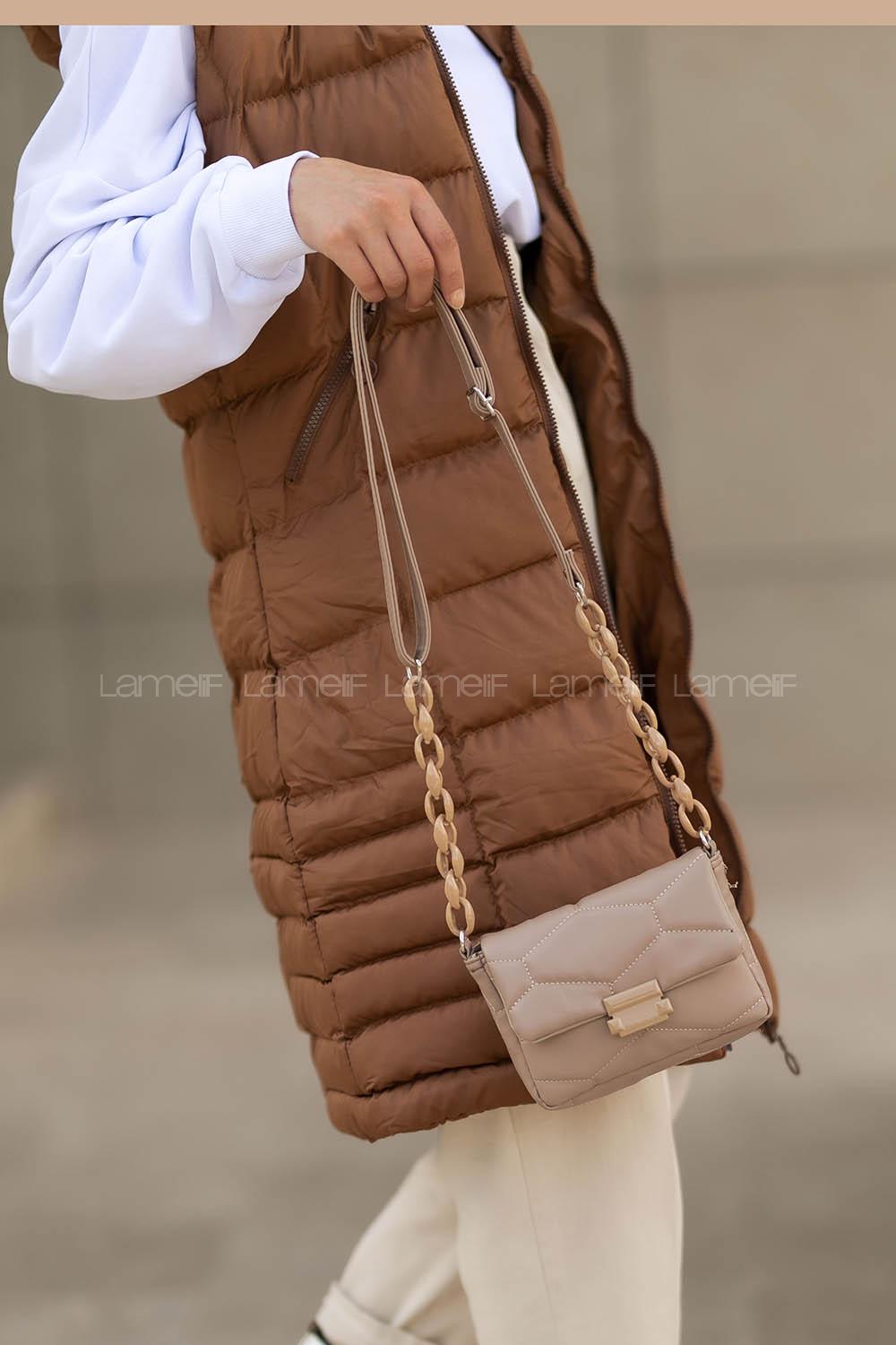 Modalamelif Mini Çapraz Askılı Çanta Vizonrengi