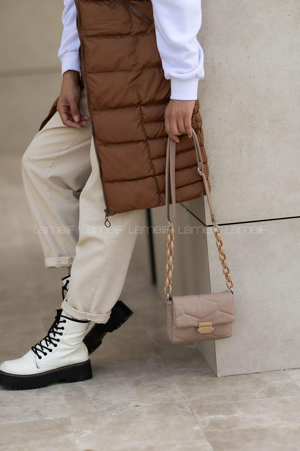 Modalamelif Mini Çapraz Askılı Çanta Vizonrengi