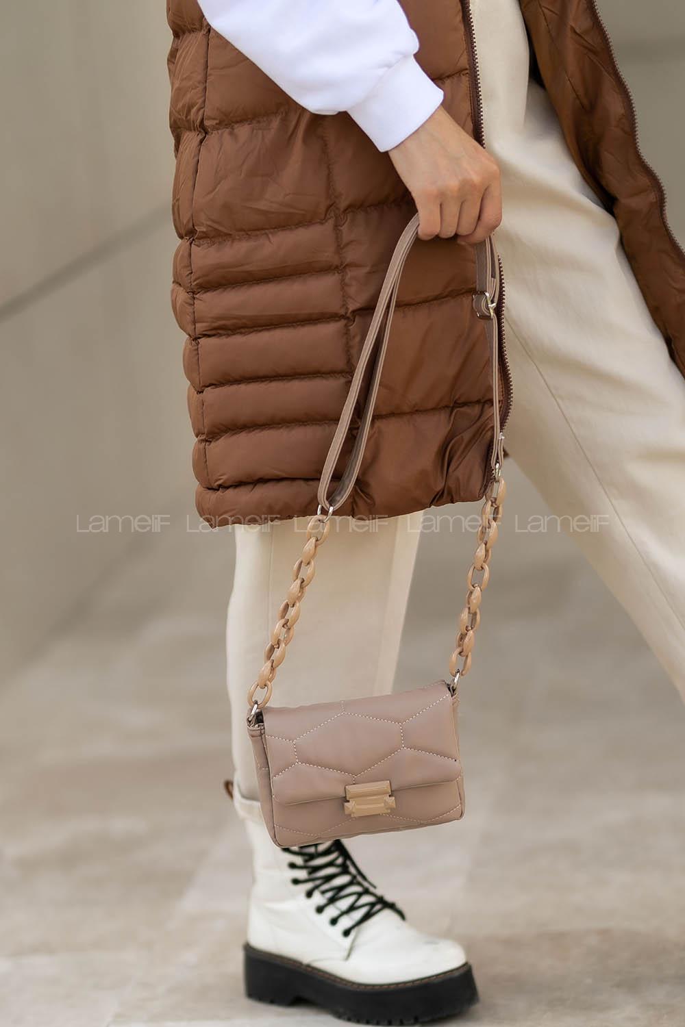 Modalamelif Mini Çapraz Askılı Çanta Vizonrengi