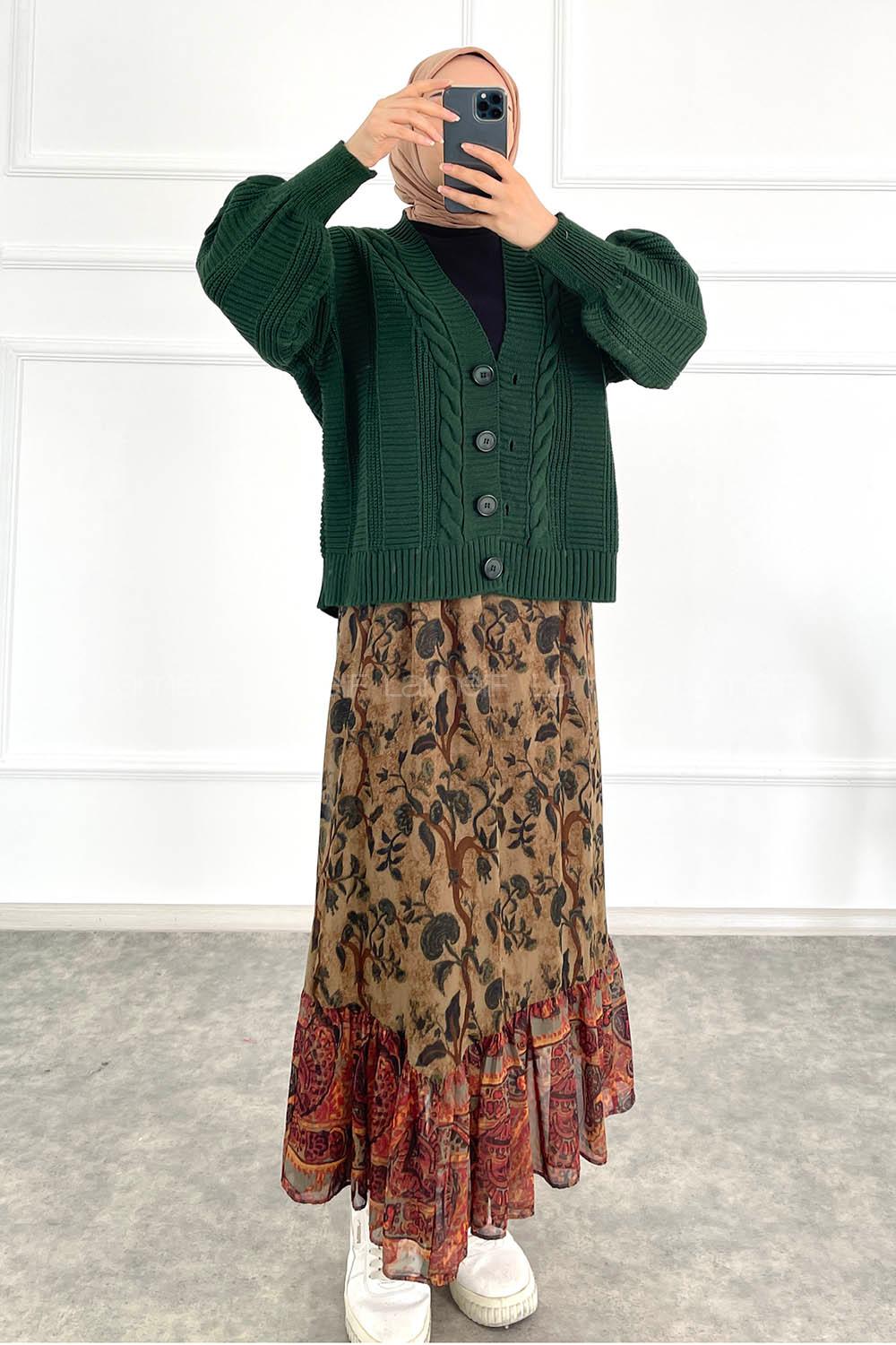 en Balon Kol Hırka Zümrüt Yeşili